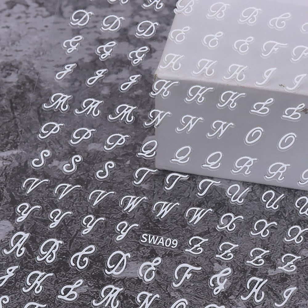 Lukmexor letras alfabeto oro para uñas, ideal para estilo retro diario.