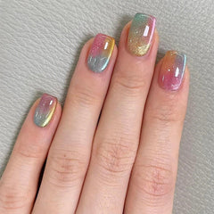 Lukmexor short press-on nails square glitter set, 24 pieces for a quick manicure.