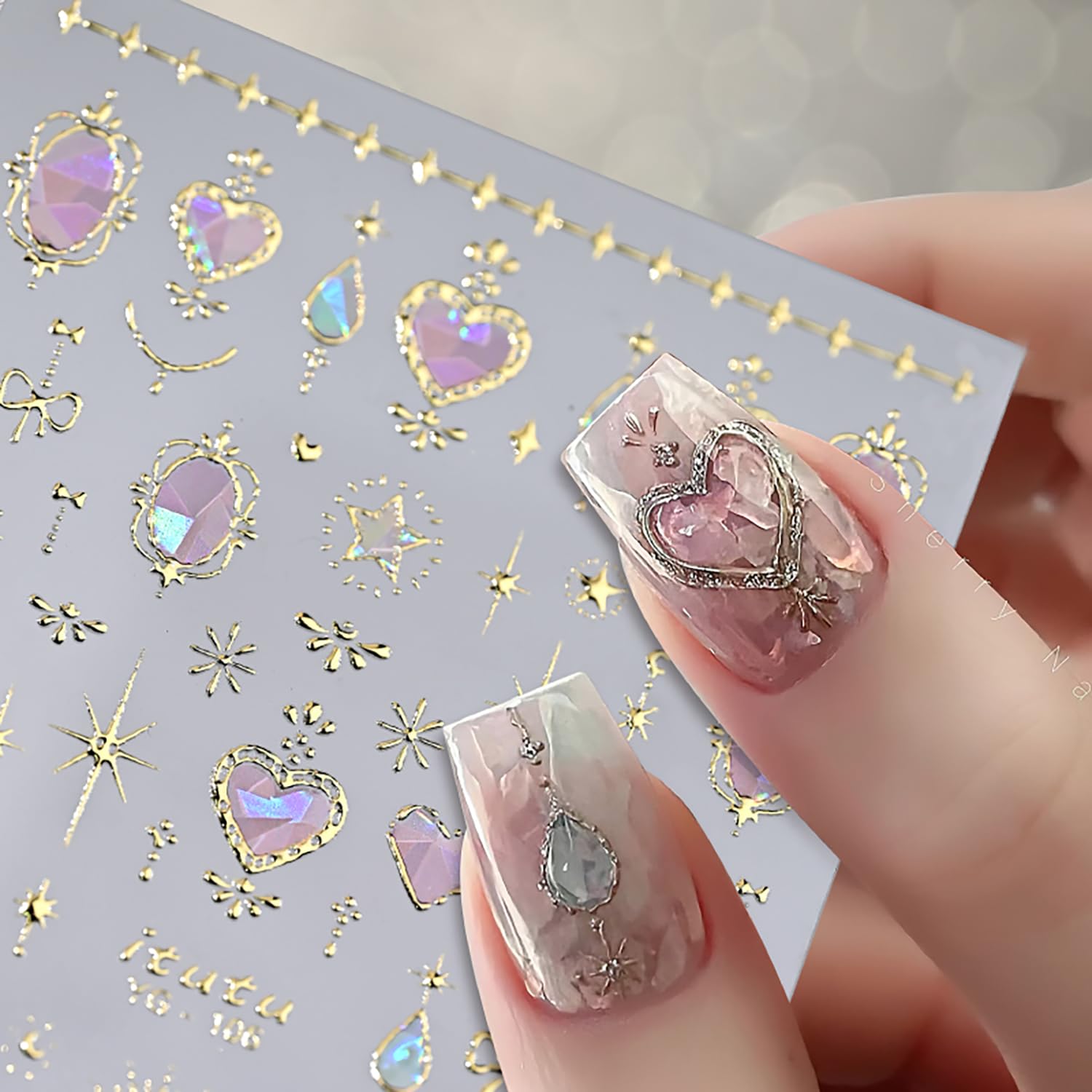 Lukmexor pegatinas uñas doradas con estrella dorada, perfecto para detalles llamativos.