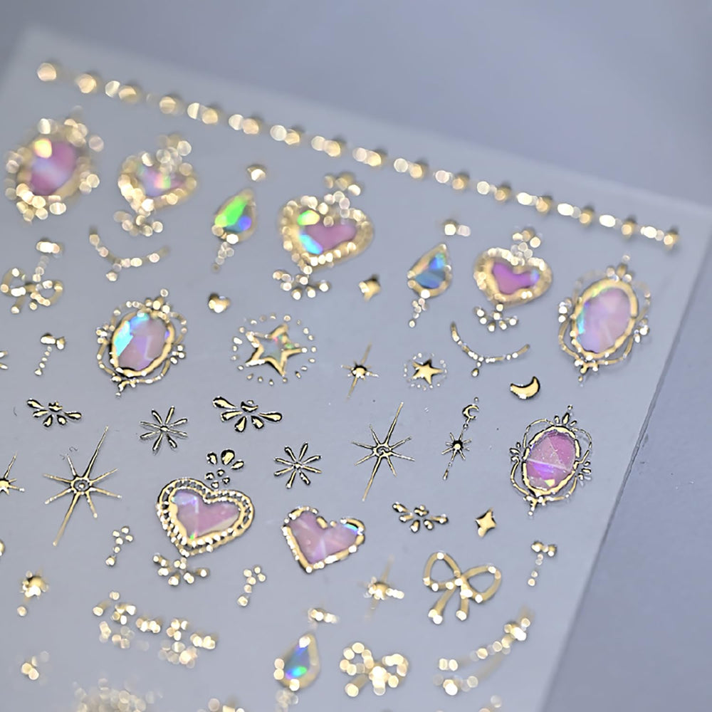 Lukmexor pegatinas uñas doradas con lazo dorado, añade elegancia a cualquier diseño.