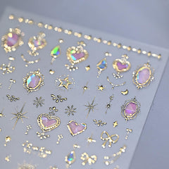 Lukmexor pegatinas uñas doradas con lazo dorado, añade elegancia a cualquier diseño.