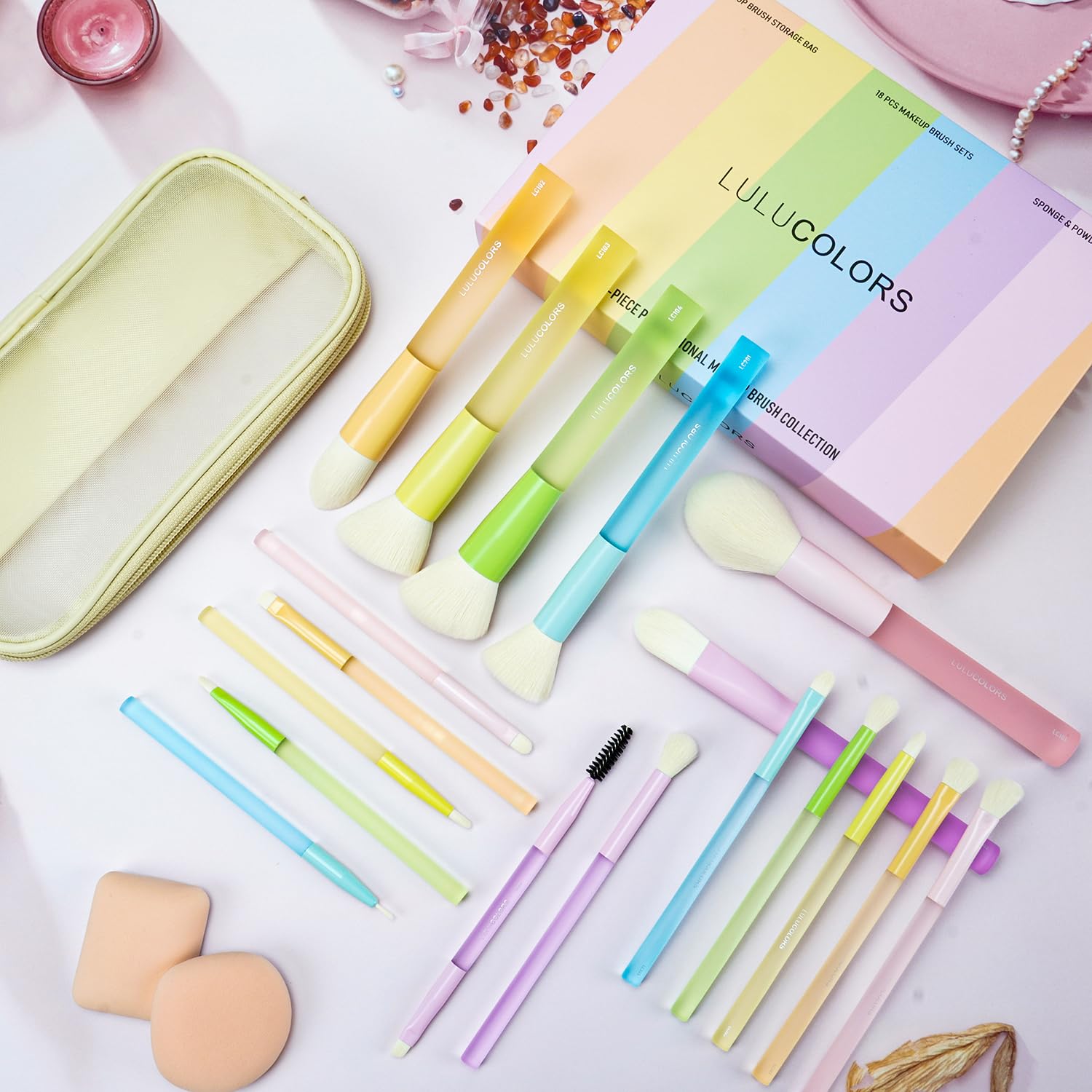 LULUCOLORS soft bristles closeup highlight gentle blending for beginners and pros.