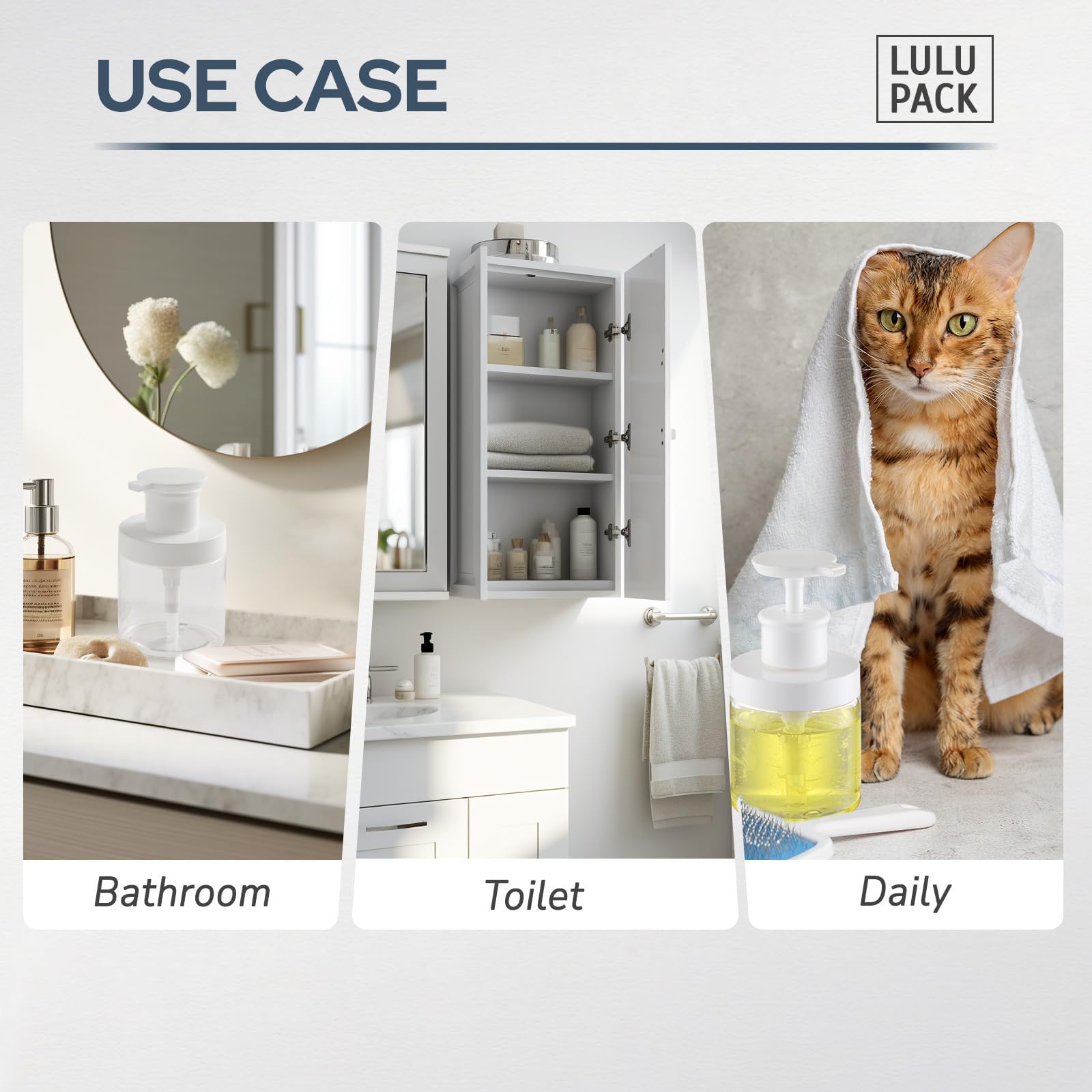 Lulupack bathroom bottle holds body wash or creams neatly on shelves
