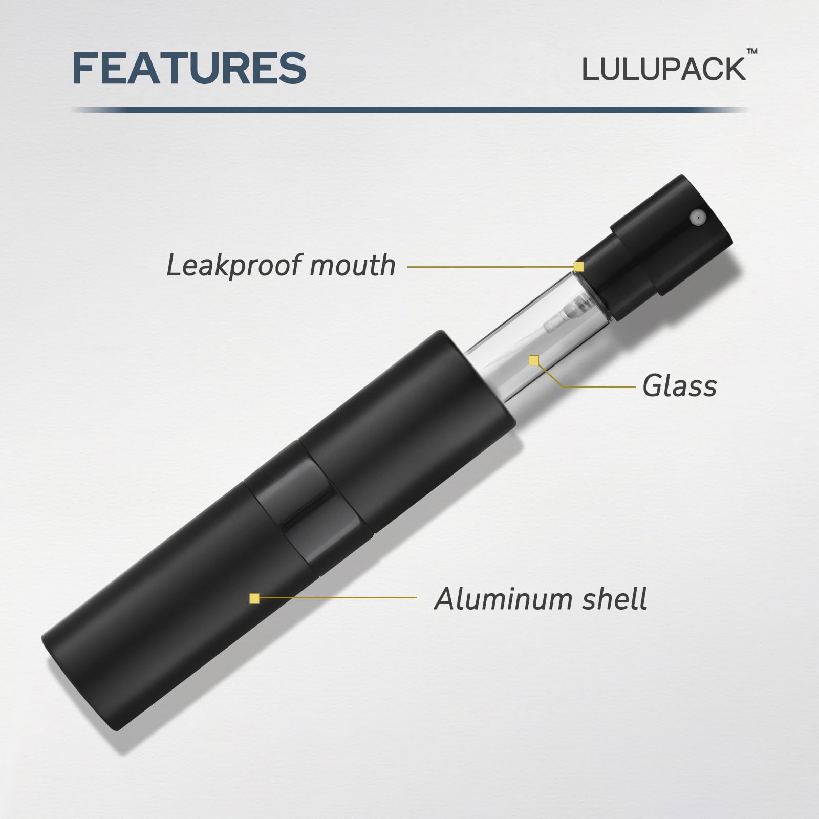 Lulupack mini perfume sample bottle in aluminum case for portable gifting.