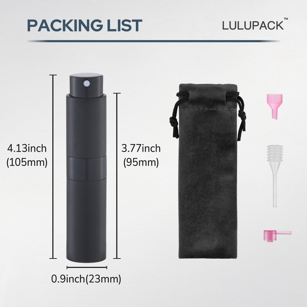Lulupack mister spray cap and transfer tools for mess-free refilling.