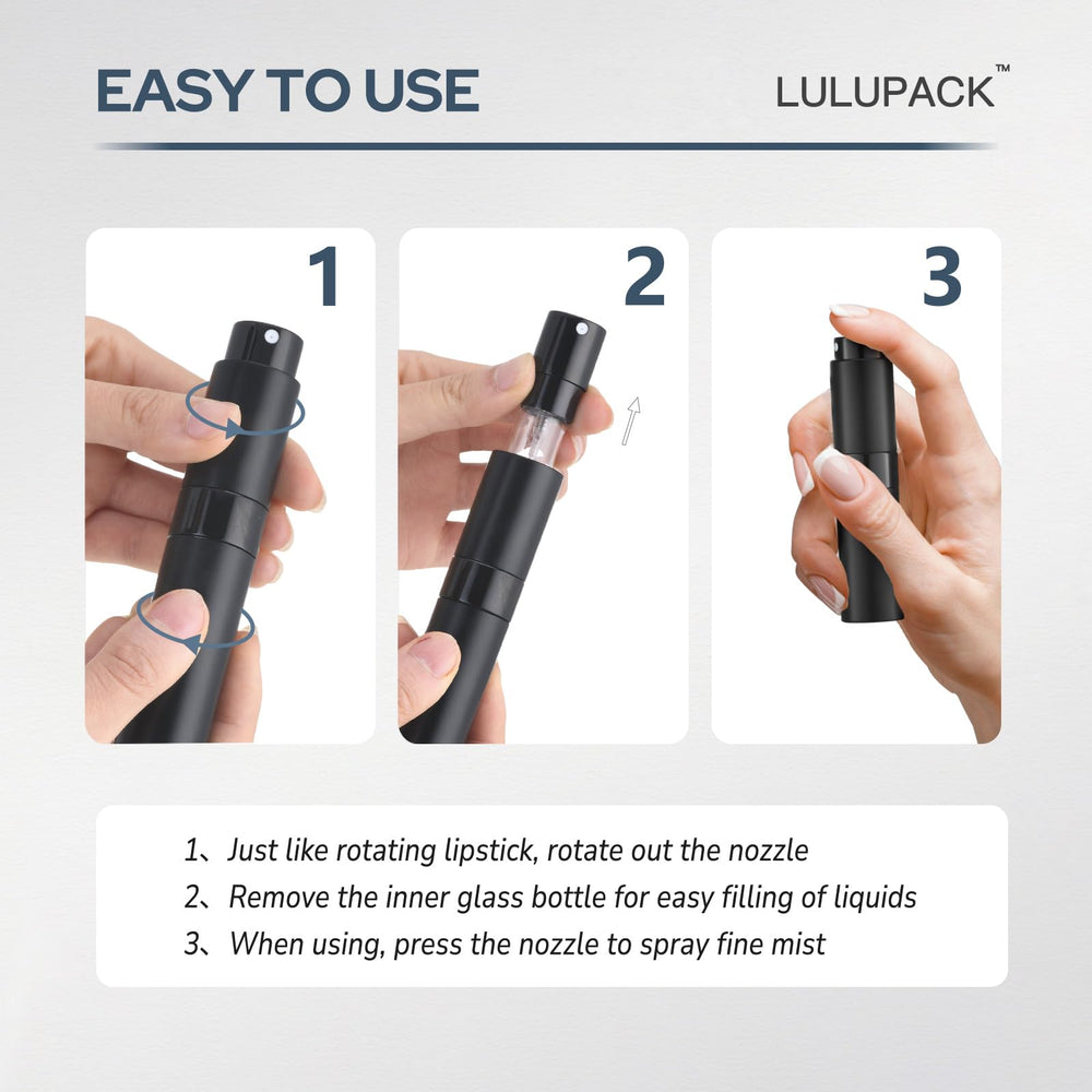 Lulupack refillable 8ml decanter bottle ideal for decants and samples.