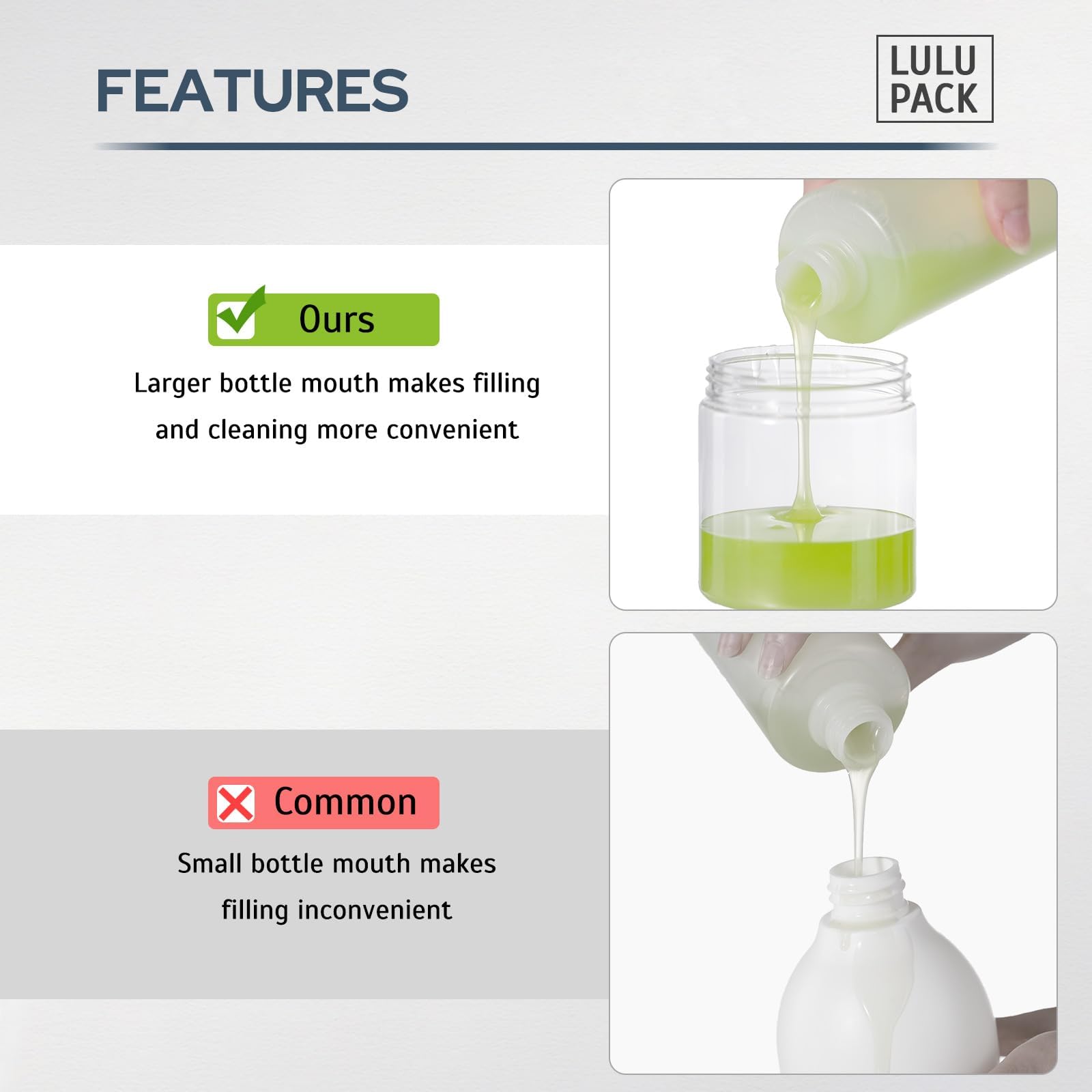 Lulupack reusable bottle ideal for shampoo or conditioner in bathroom