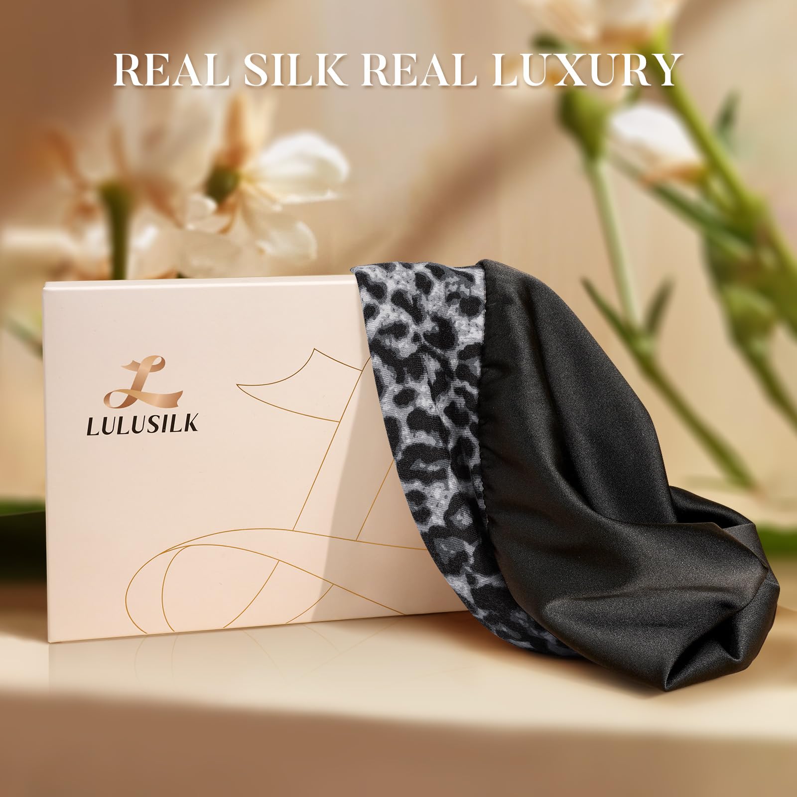 Gorro LULUSILK diseño leopardo negro para cabellos delicados