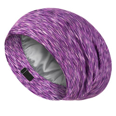 Gorro de seda LULUSILK morado con ajuste de correa para dormir sin enredos.