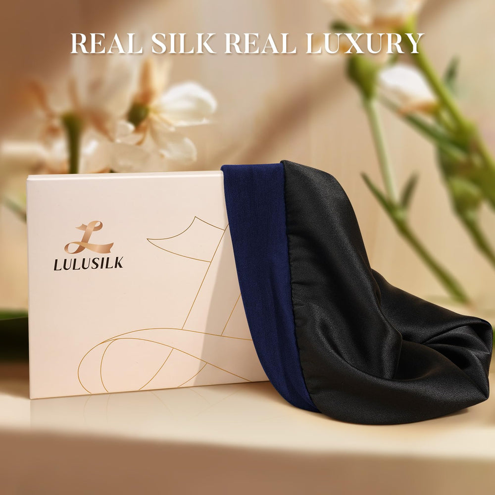 Gorro azul marino LULUSILK, protección suave para el cabello al dormir.