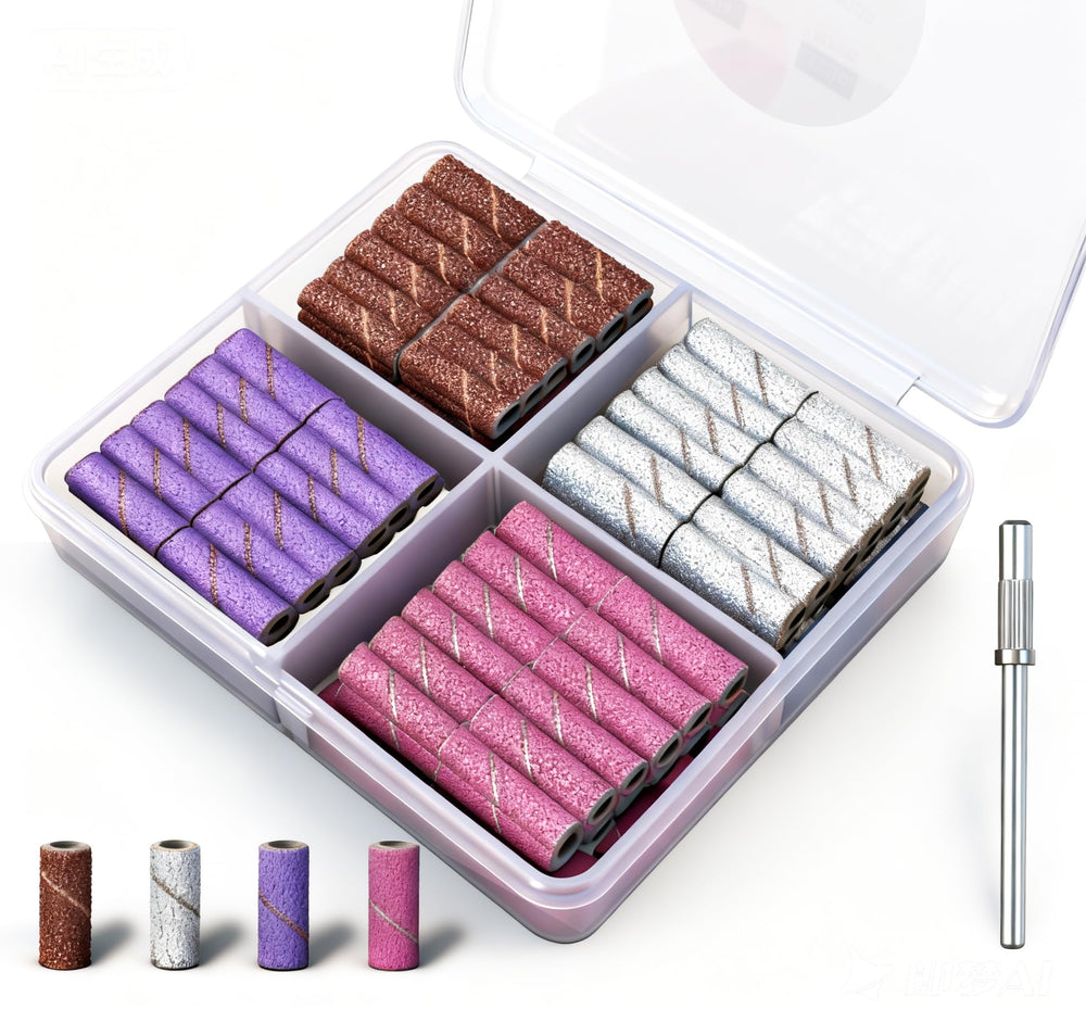 Lumcrissy 100pcs small sanding bands kit for precise nail prep and shaping.