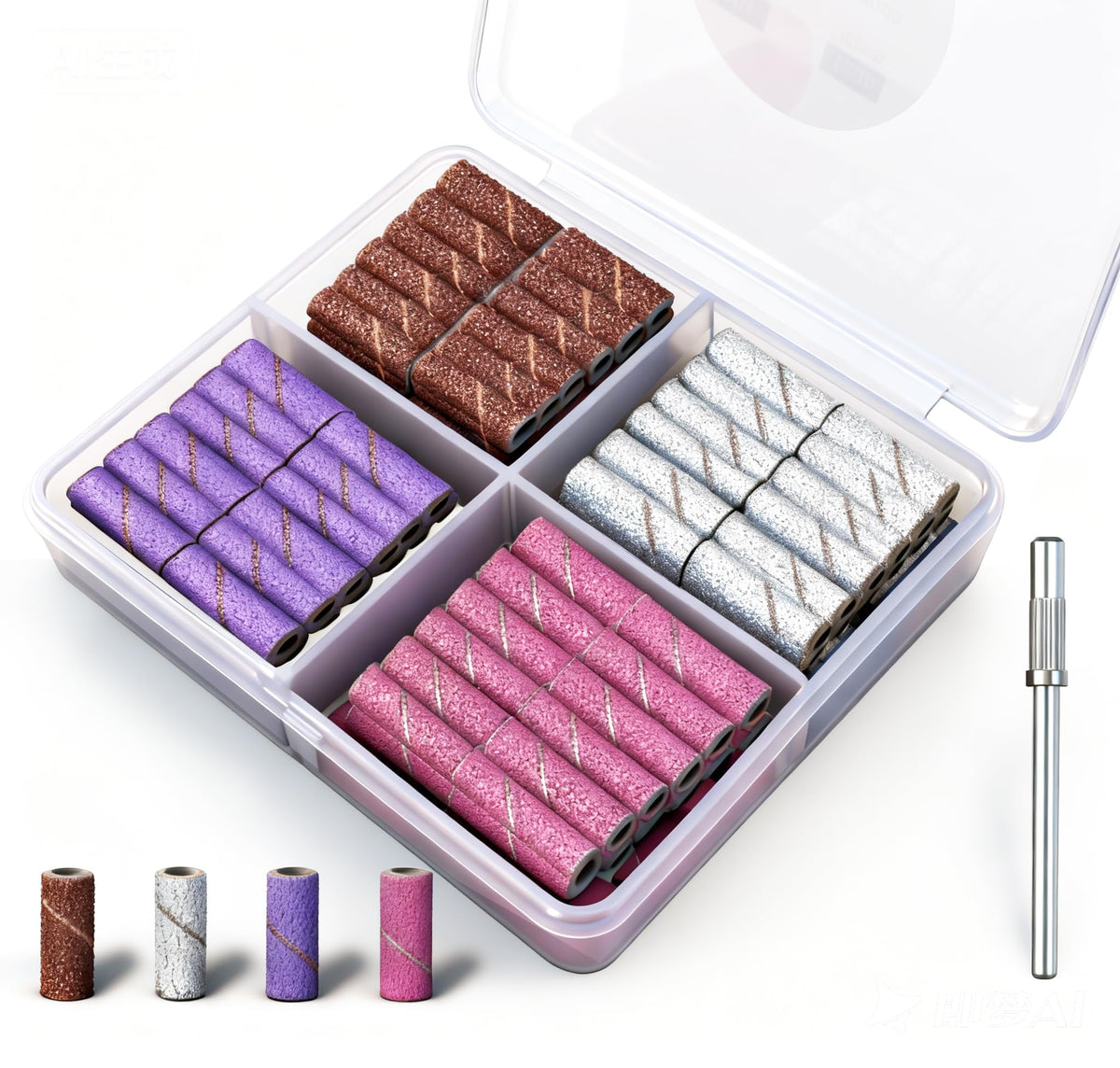 Lumcrissy 100pcs small sanding bands kit for precise nail prep and shaping.