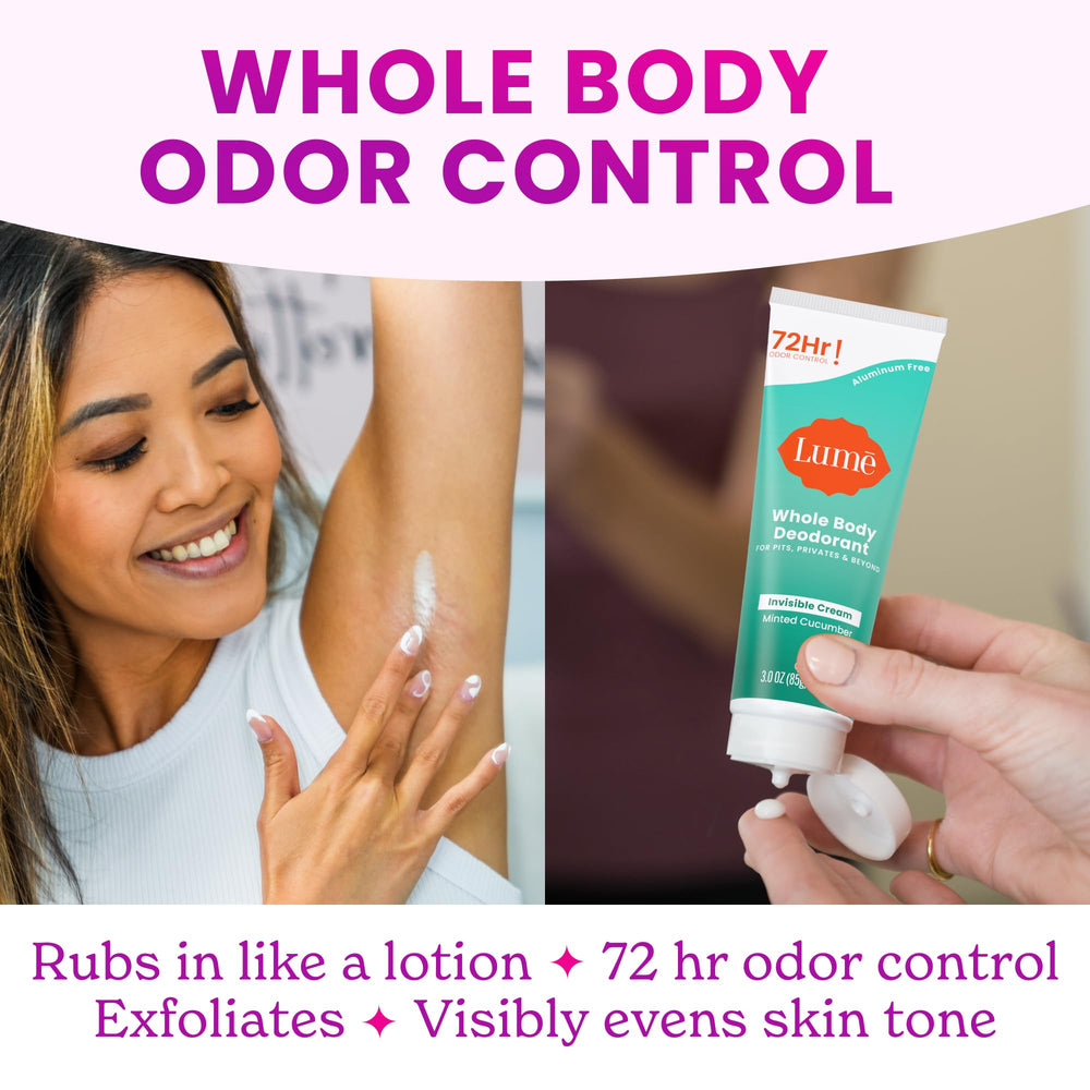 LUME 72-hour odor control claim on packaging suggests long-lasting protection.