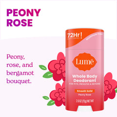 Lume 72-hour odor control claim illustrated on product packaging