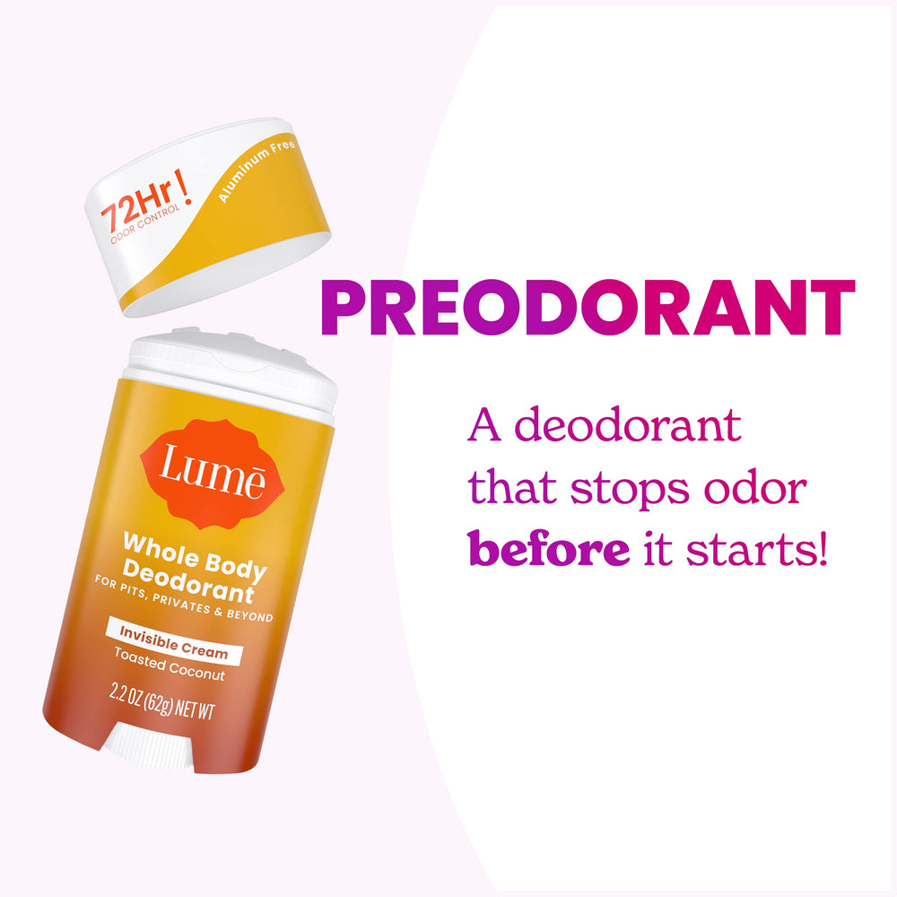 Lume 72-hour odor control icon signals long-lasting freshness.