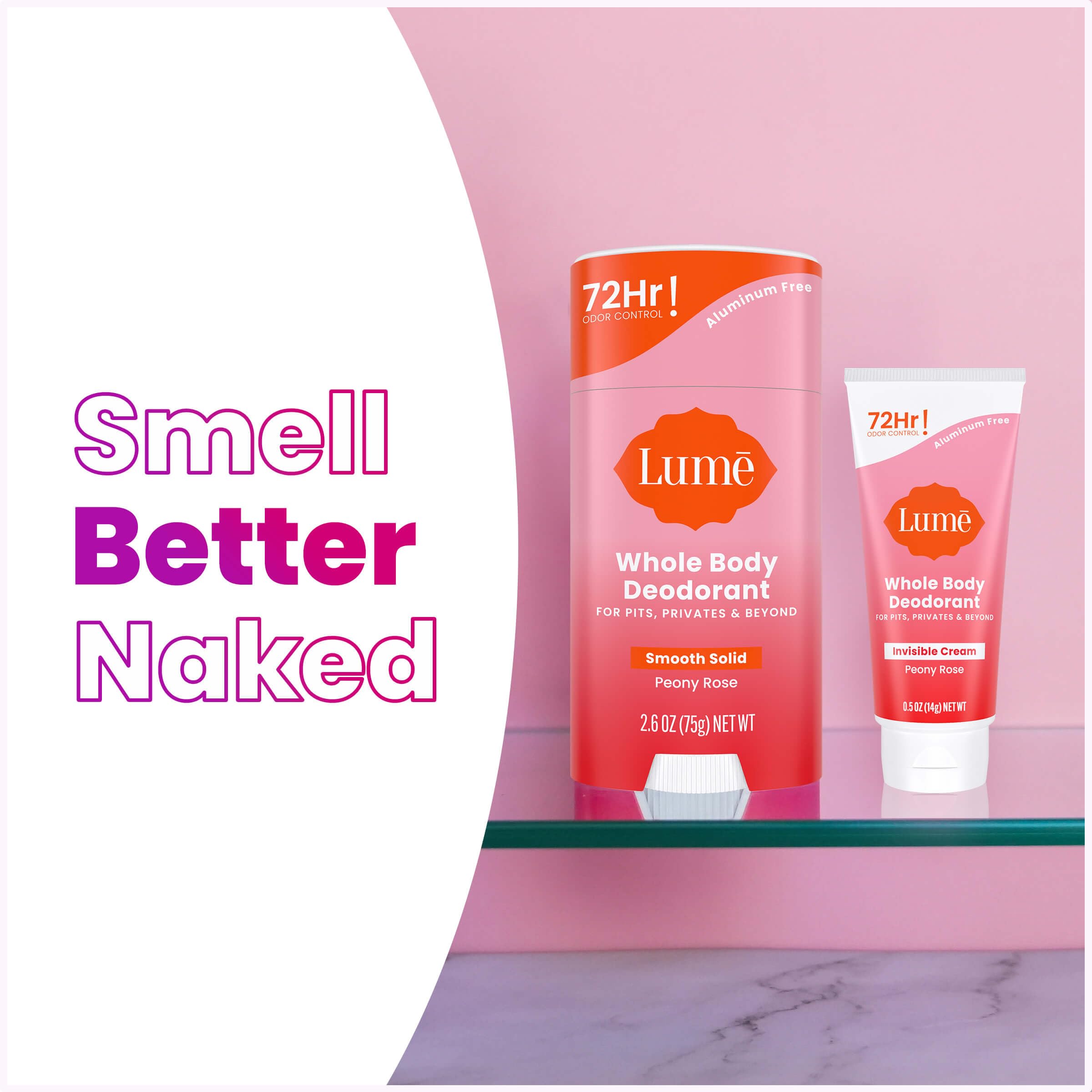 Lume 72-hour odor control bundle offers extended protection throughout the day.