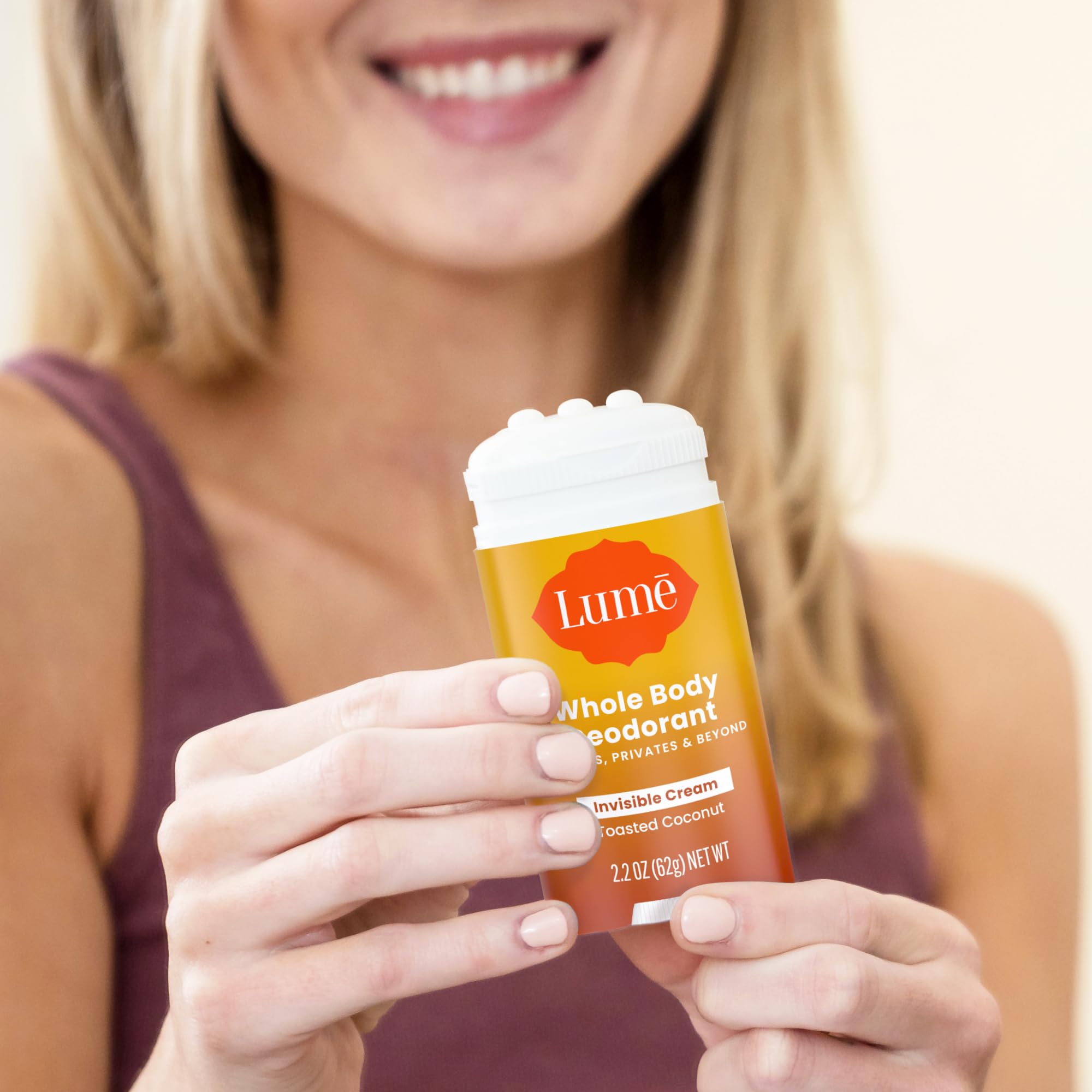Lume aluminum-free baking-soda-free label emphasizes safe formula.