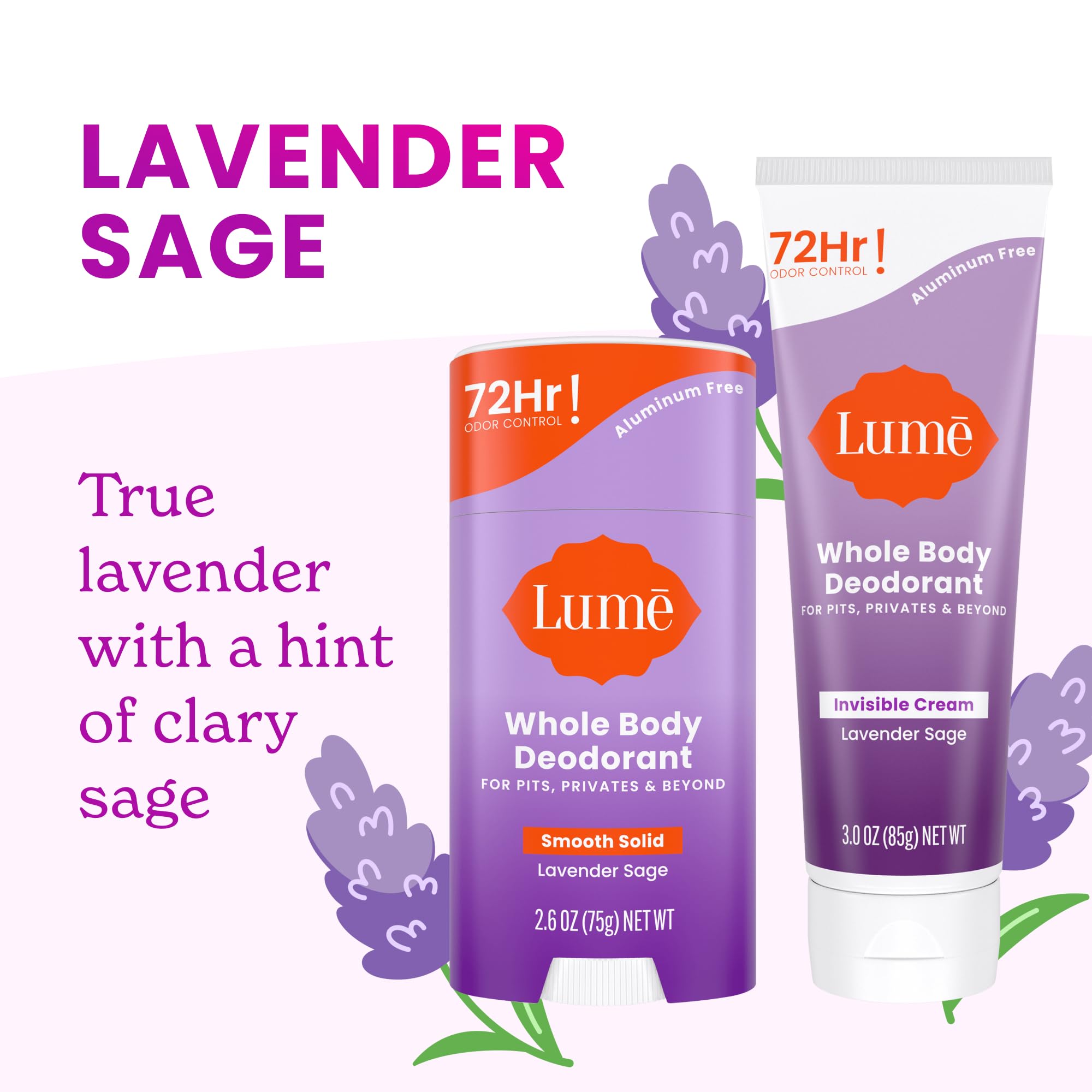 Lume aluminum-free and baking soda-free formula emphasis.