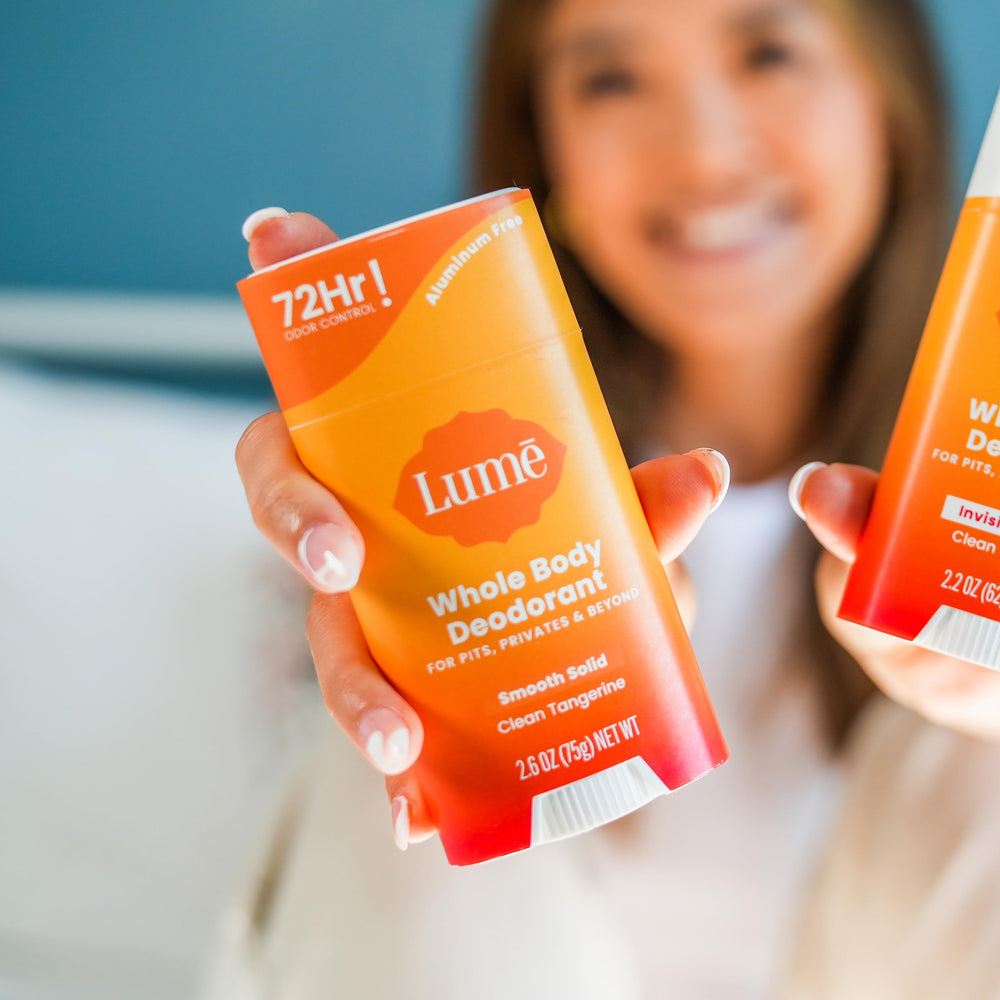 Lume aluminum-free and baking soda-free formula supports sensitive skin.