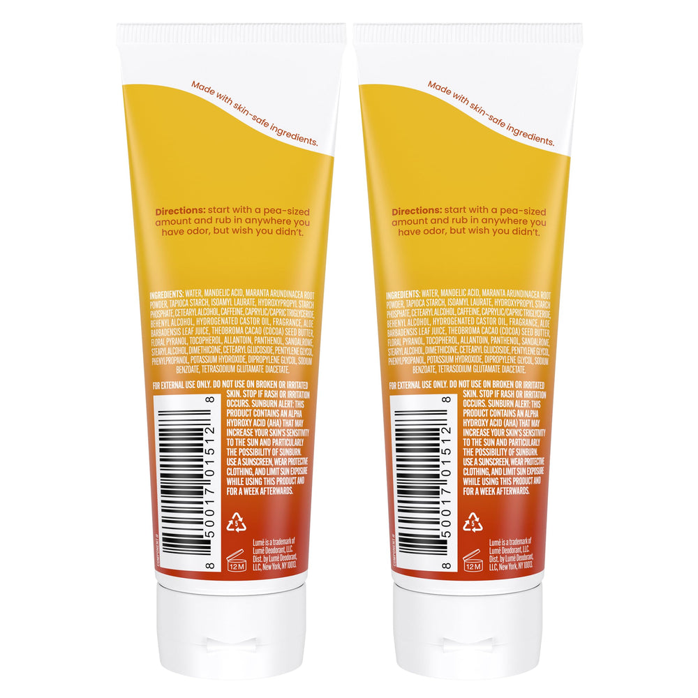 Lume application on skin showing invisible cream texture for quick, breathable freshness.