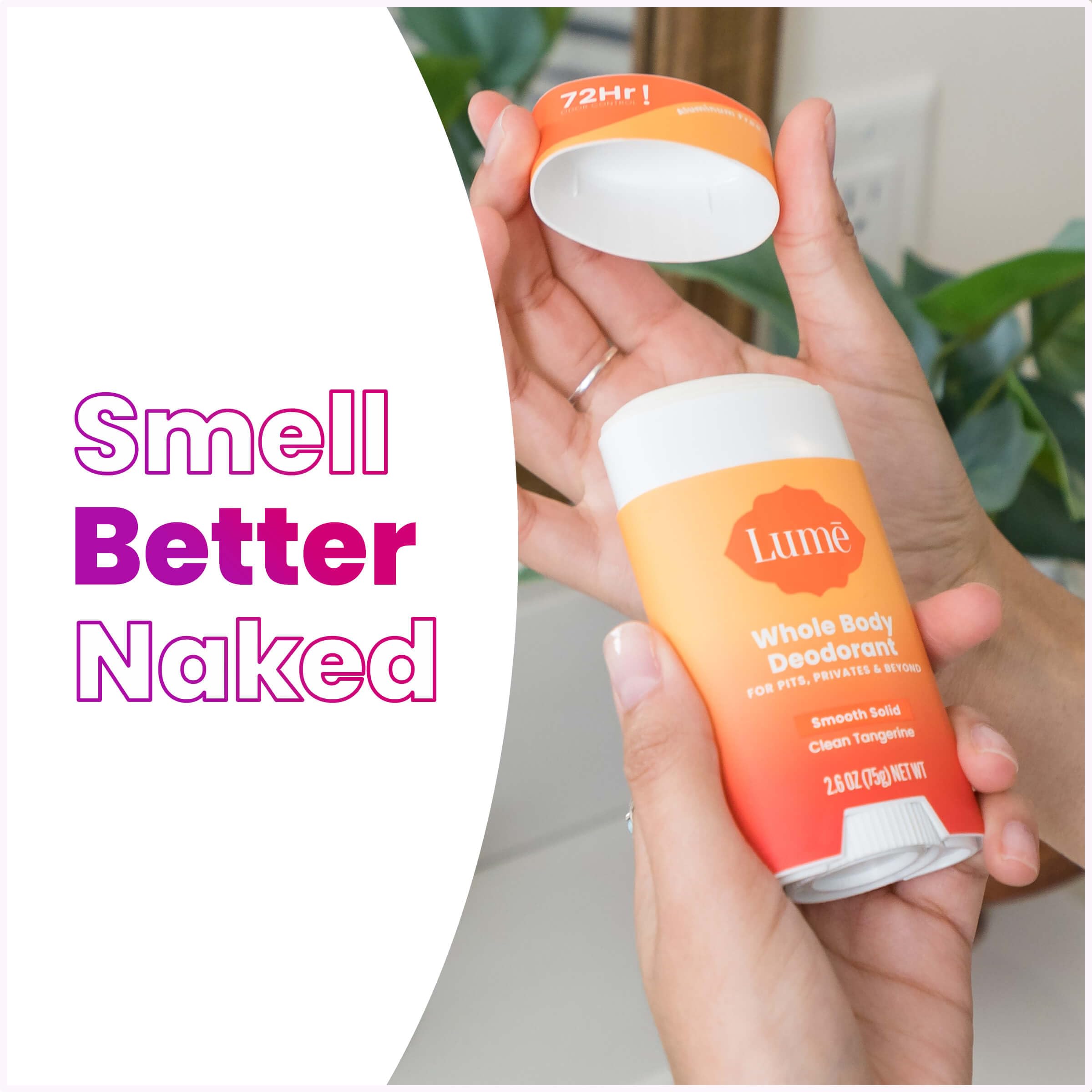 Lume clean tangerine packaging suggesting refreshing citrus vibes for daily use.
