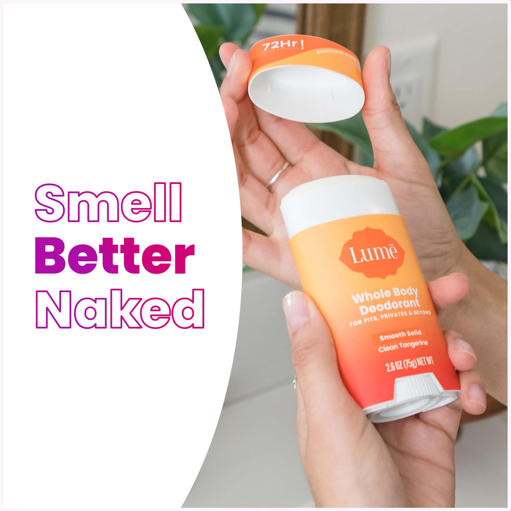 Lume clean tangerine packaging suggesting refreshing citrus vibes for daily use.