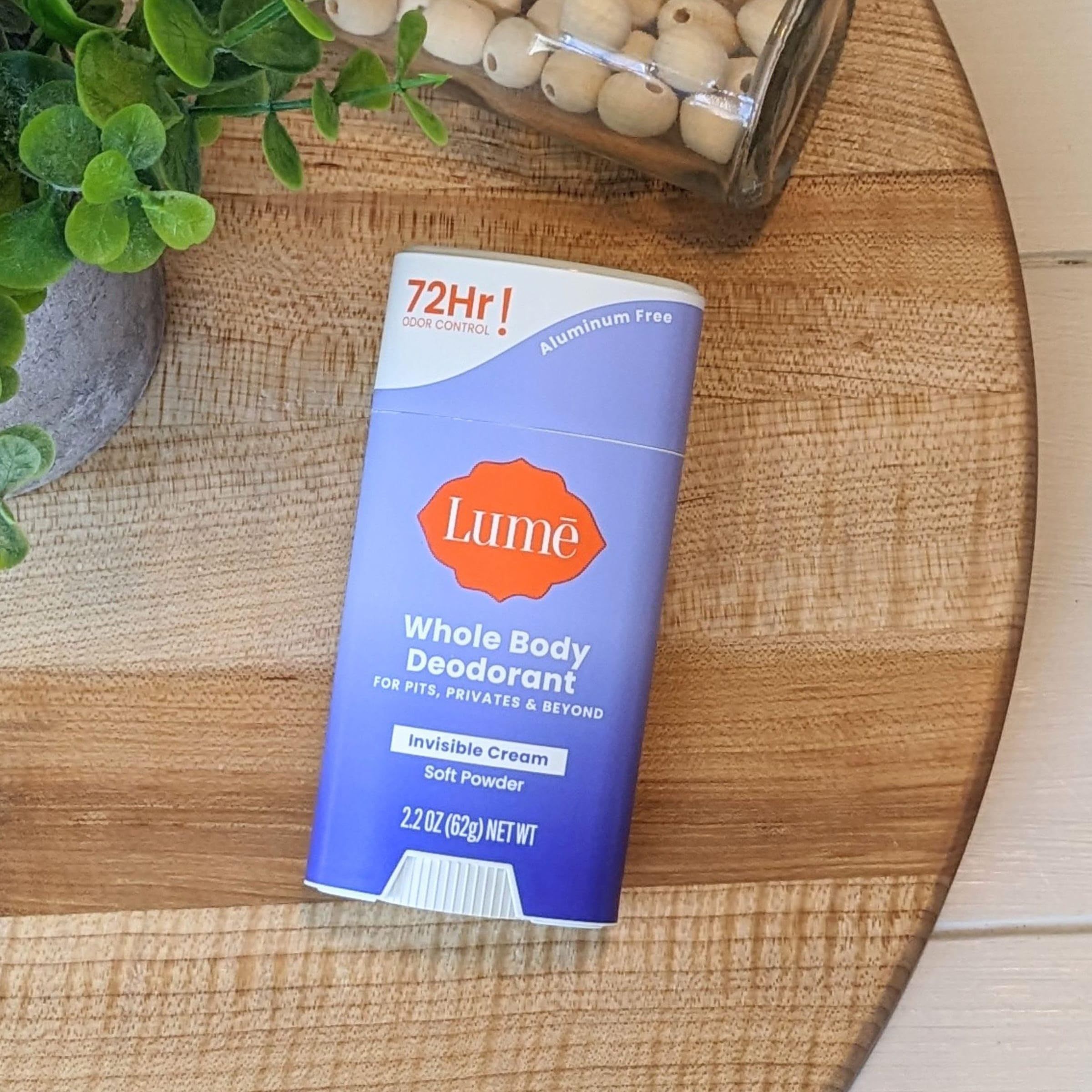 Lume cream stick applied to skin folds for odor control.