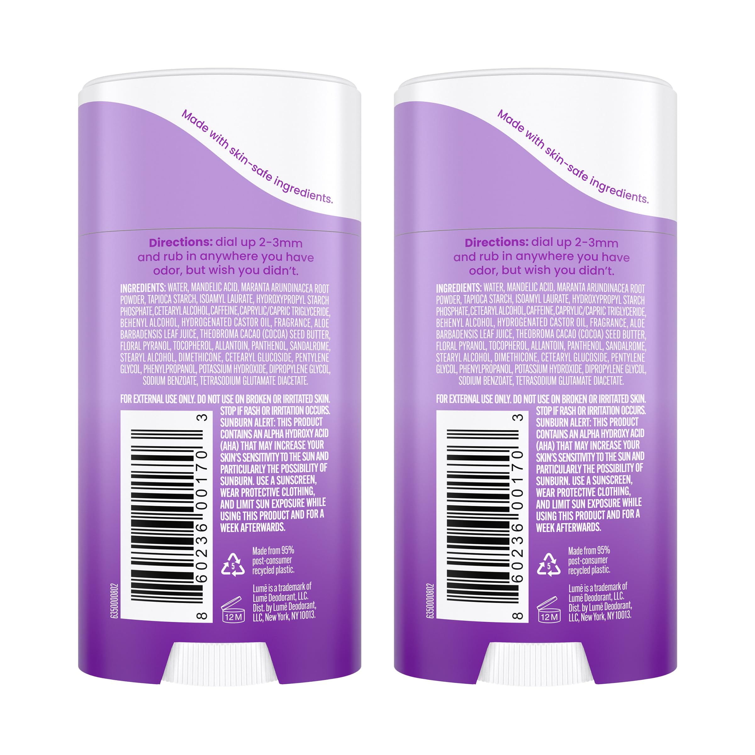 Lume deodorant cream stick application close-up for easy rub-in