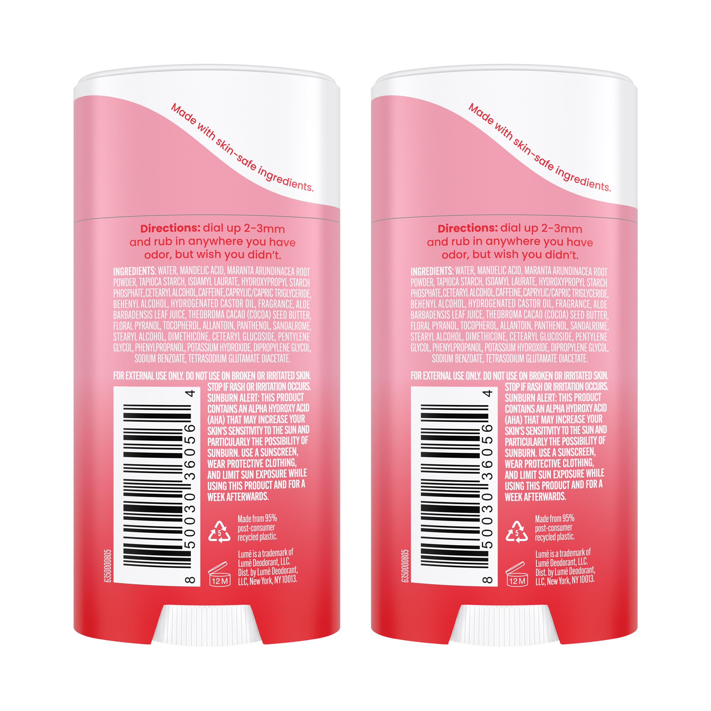 Lume deodorant cream-stick texture close-up shows smooth application