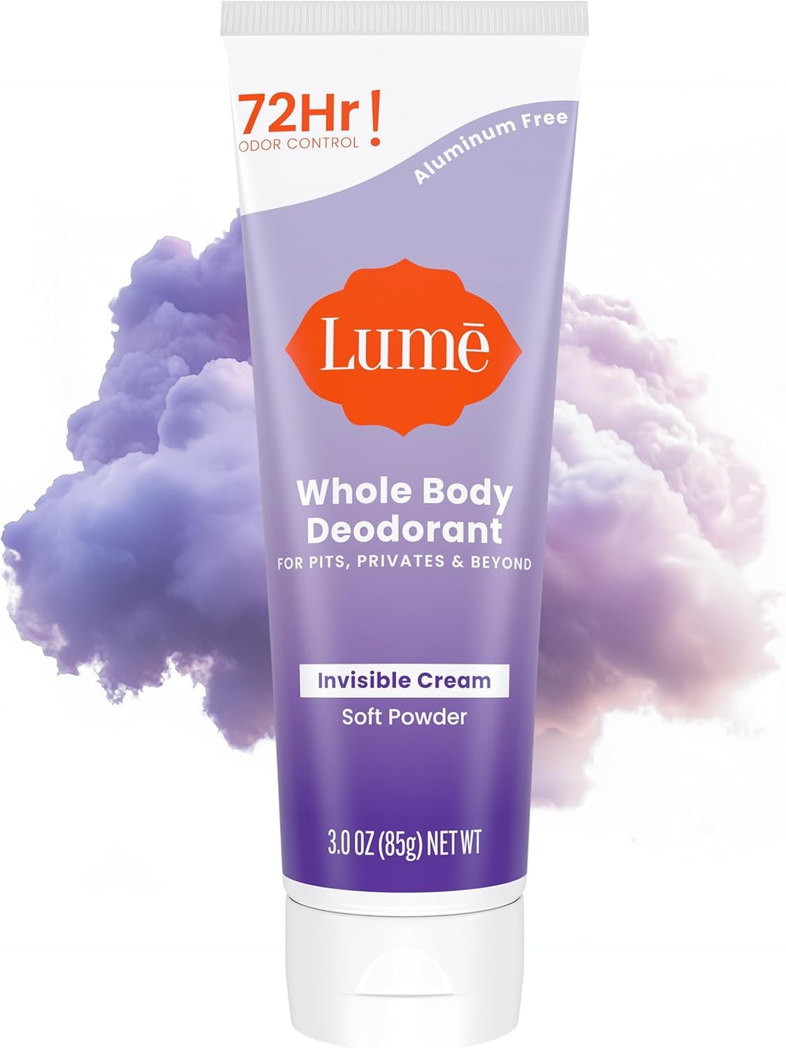 Lume desodorante corporal invisible en crema, envase compacto para uso diario.