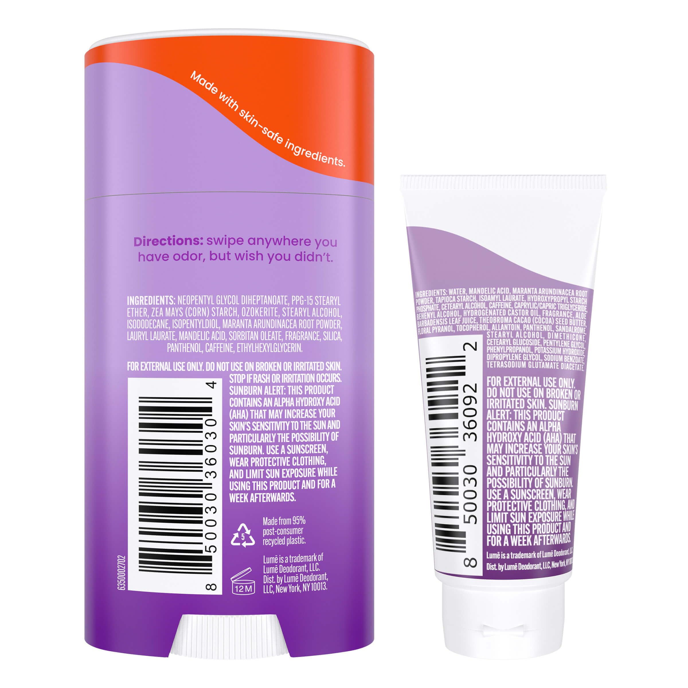 Lume desodorante corporal crema invisible lavanda-salvia, protección discreta y absorción rápida.