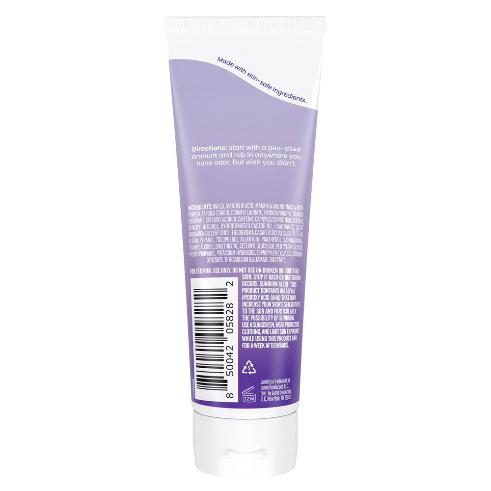 Aplicador de crema invisible Lume para axila, sensación suave y fresca.