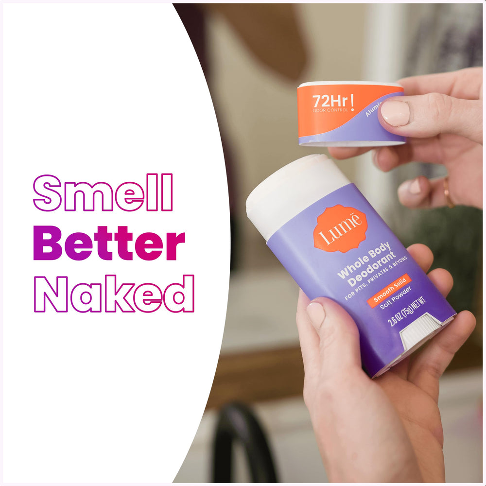 Lume easy-application stick for quick, mess-free use.