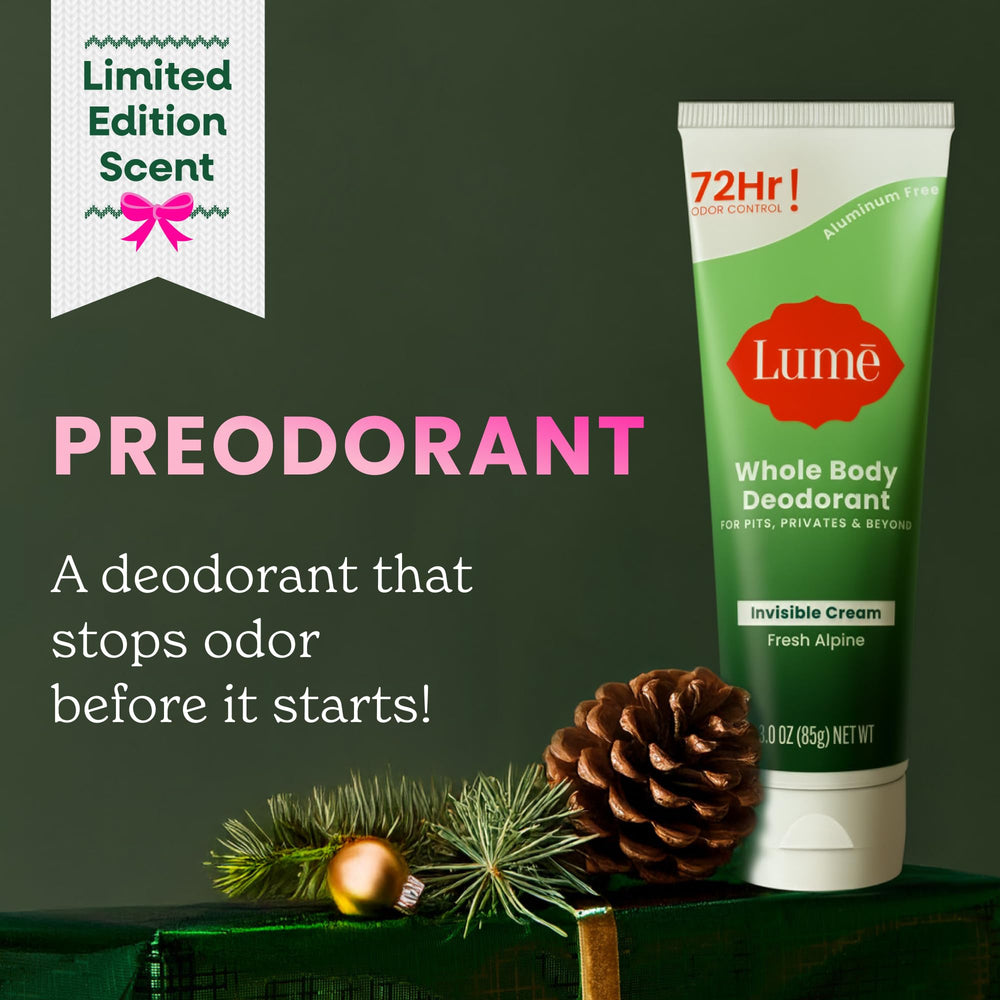 Lume Fresh Alpine scent packaging evokes green forest notes.