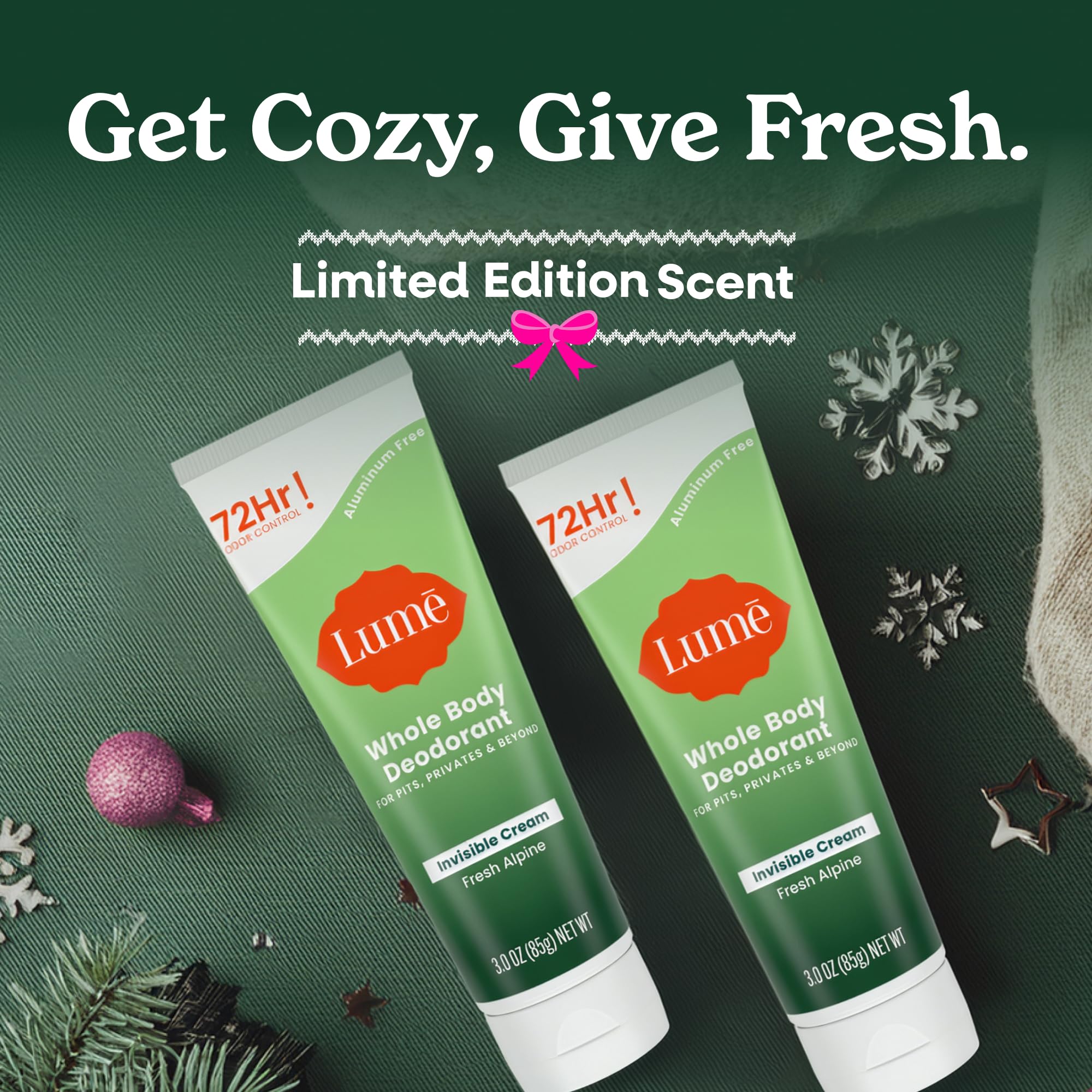Lume hypoallergenic, skin-loving formula implied by packaging.
