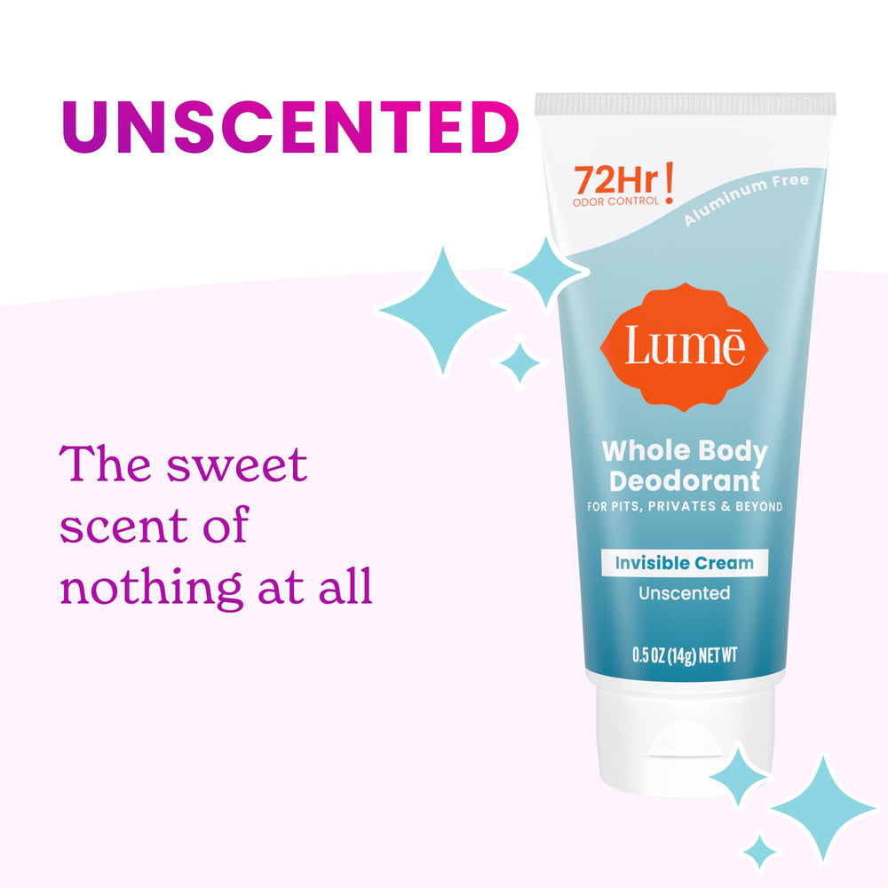 Lume invisible cream rubs in like lotion for quick, mess-free application.