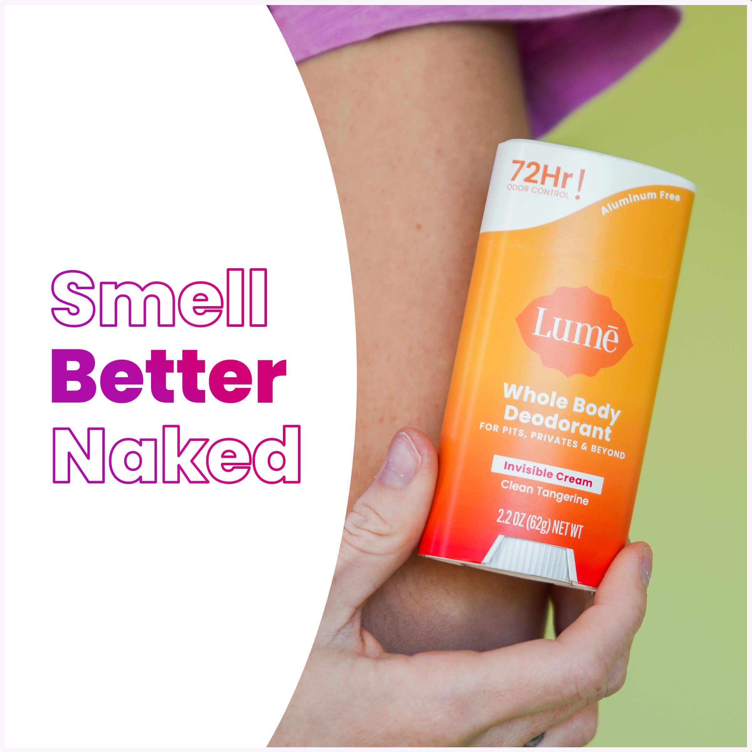 Lume invisible-cream-stick application shown like lotion with smooth glide.