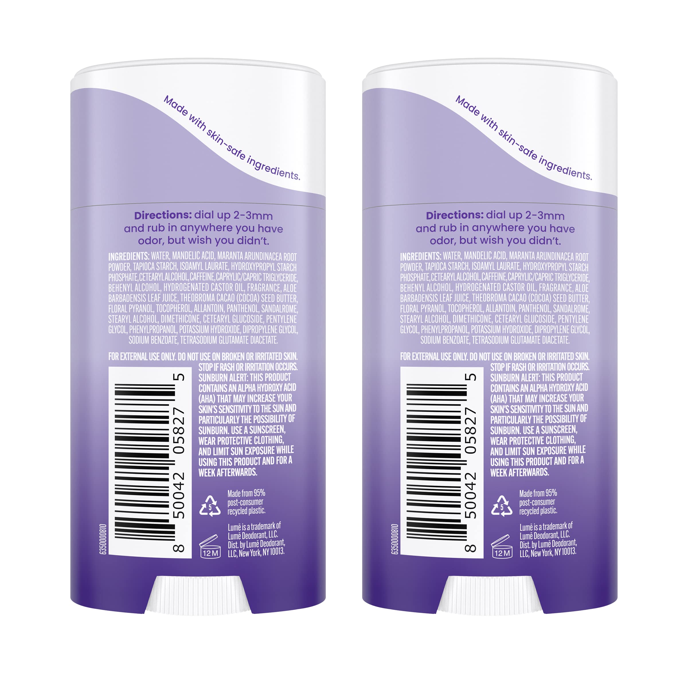 Lume invisible cream stick underarm application for odor prevention.