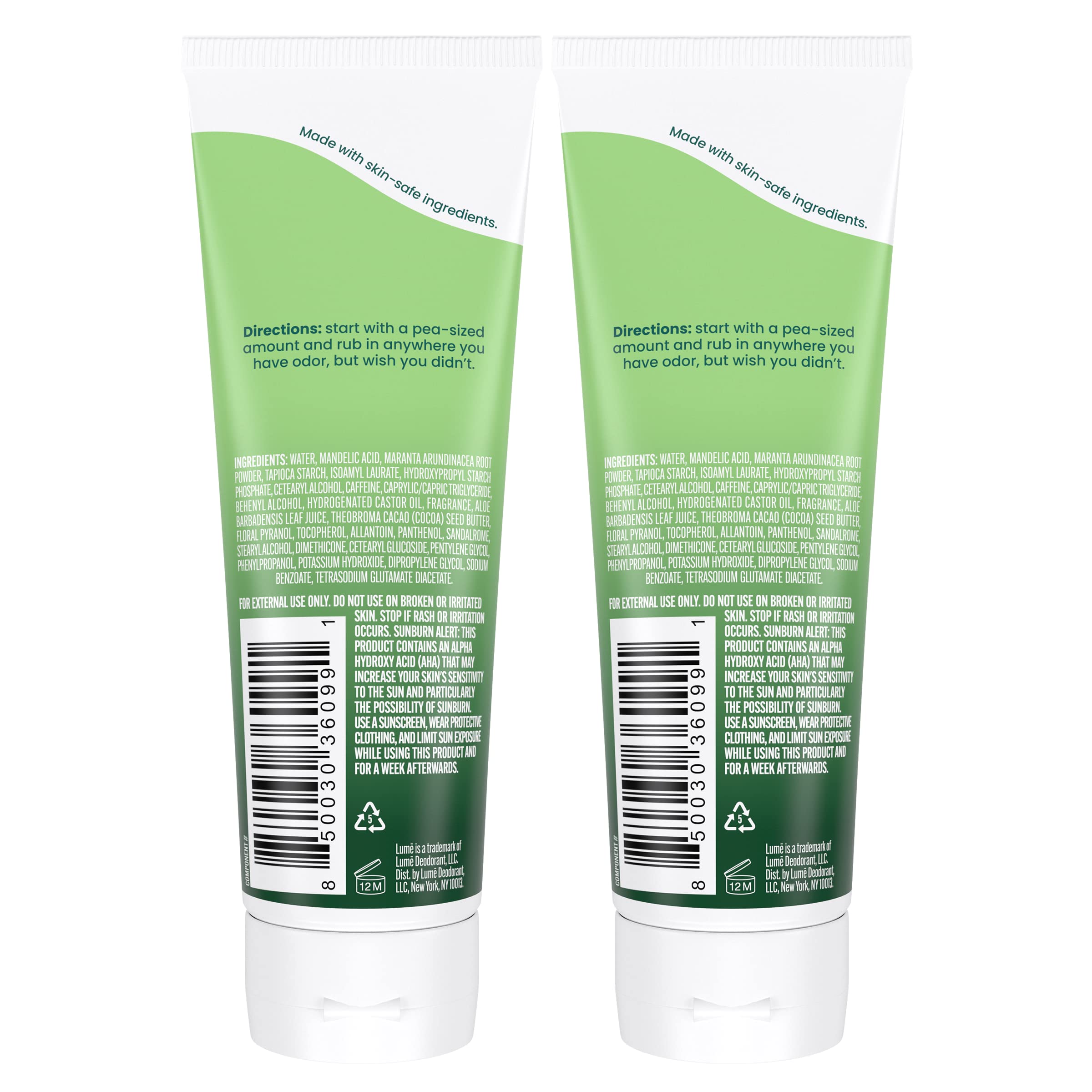Lume invisible cream tube being applied on skin for quick absorption.