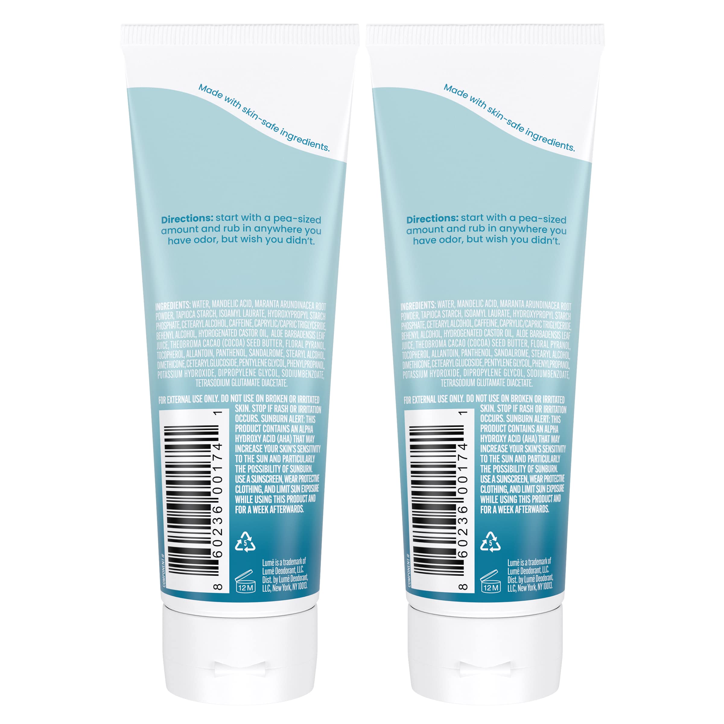 Close-up of the invisible cream tube, easy rub-in for skin-safe odor control.