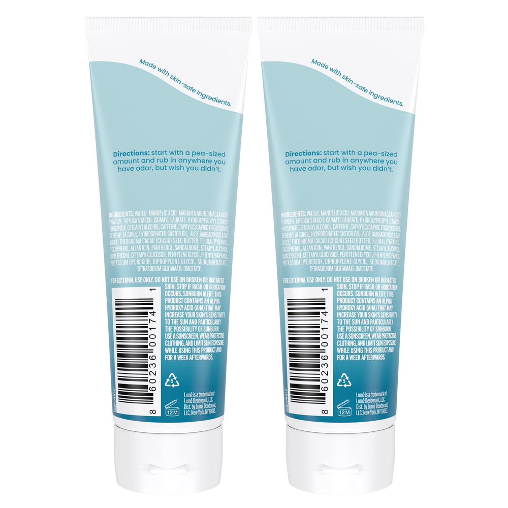 Close-up of the invisible cream tube, easy rub-in for skin-safe odor control.