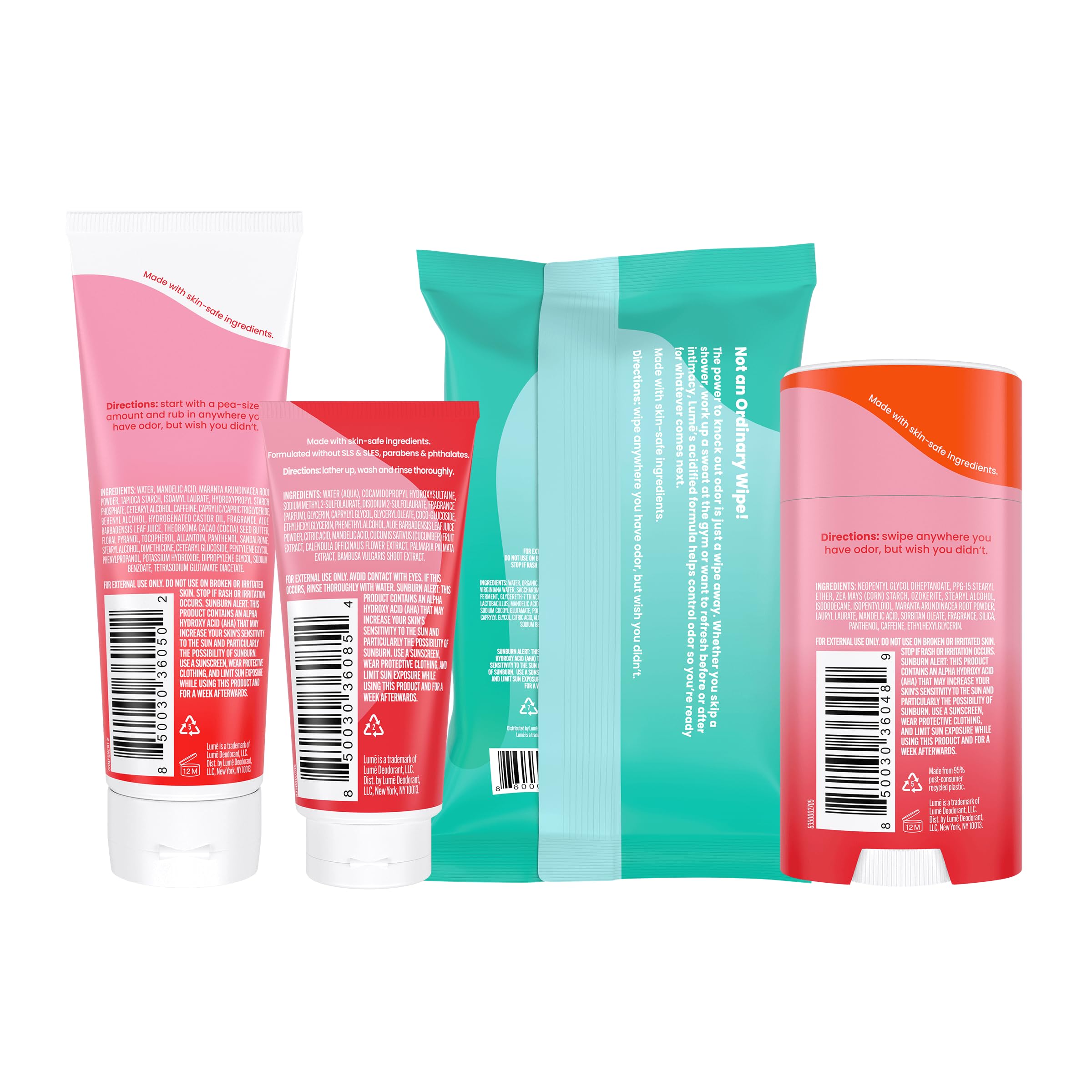 Lume Invisible Cream Tube Deodorant with Peony Rose scent for discreet protection.