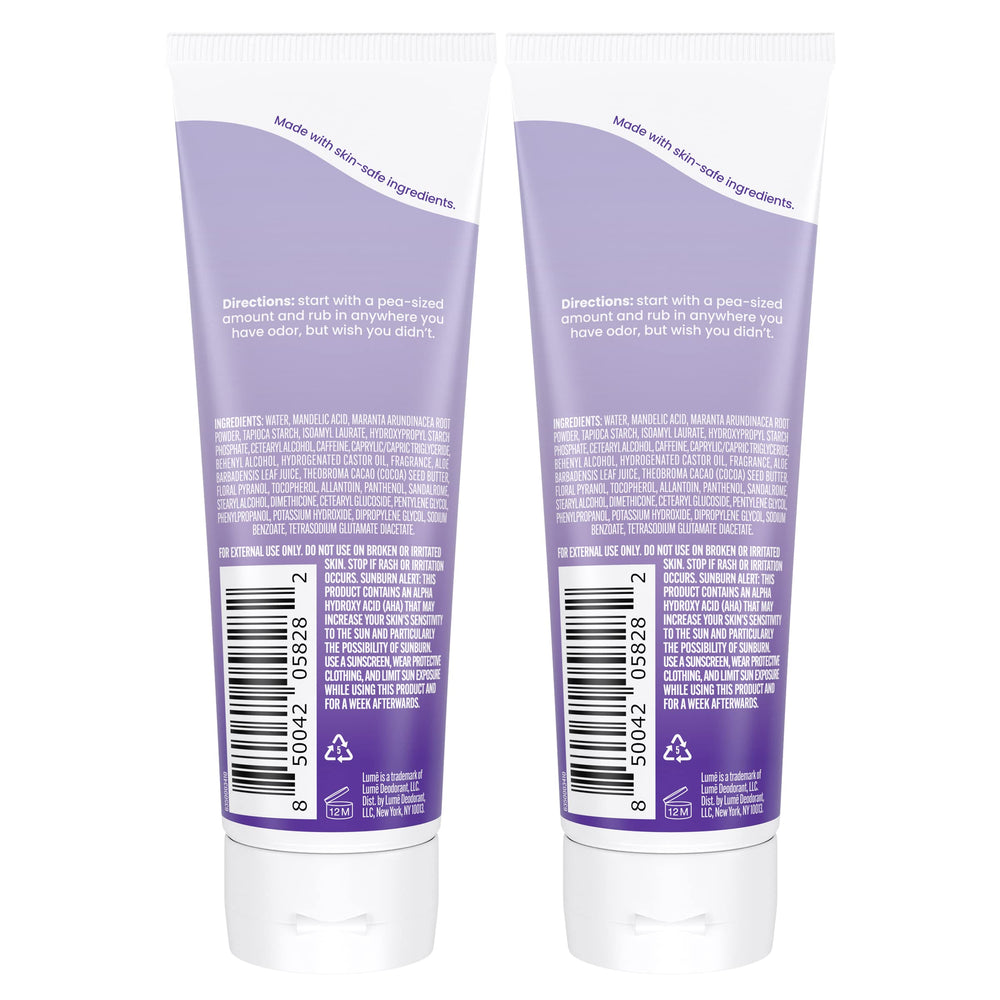 Lume invisible cream-tube dispense showing quick absorption and a smooth finish.
