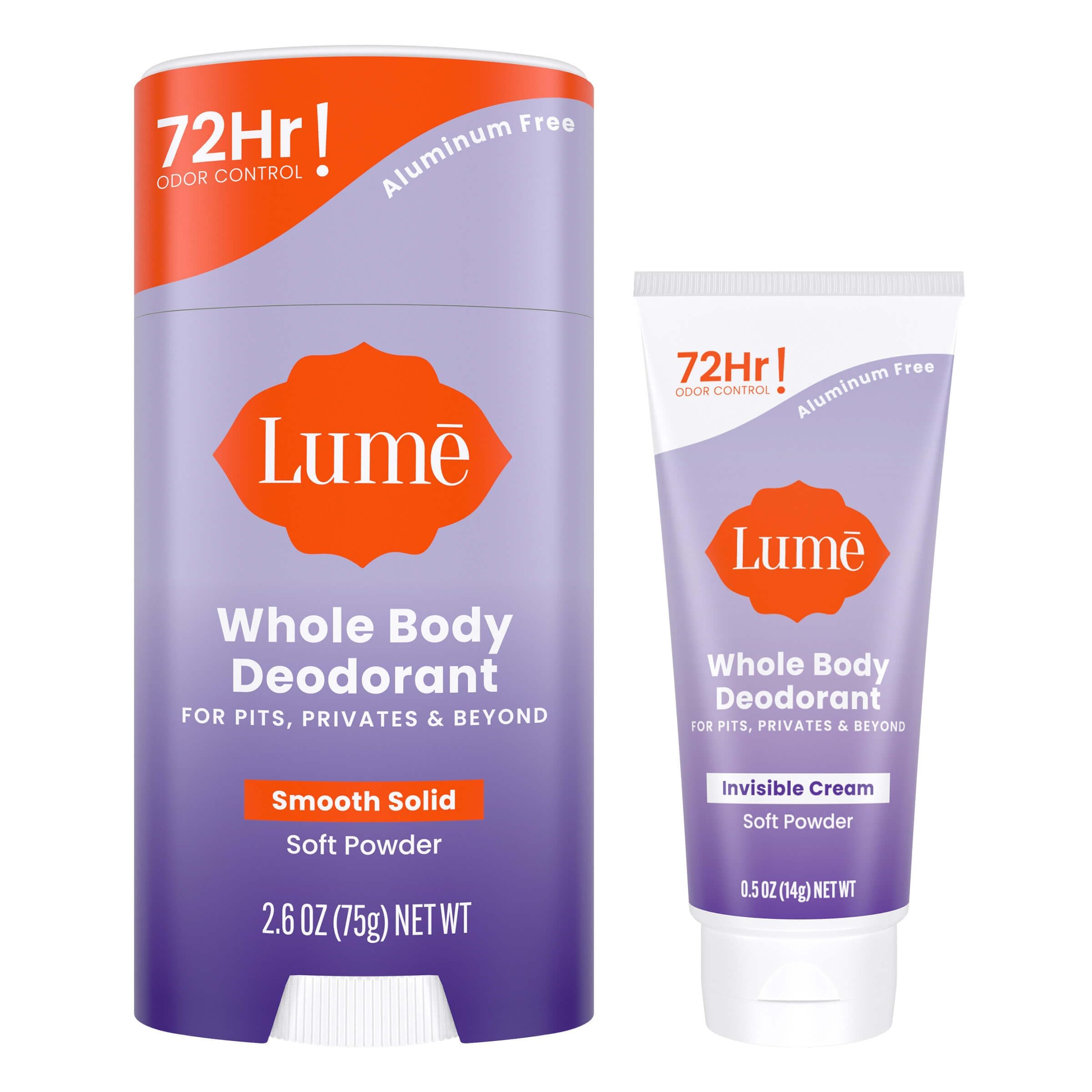 Lume invisible cream tube mini for all-day odor control