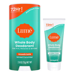 Lume invisible cream tube mini in minted cucumber for quick odor control.