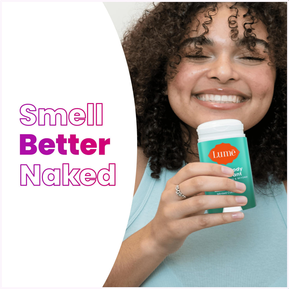 Lume minted cucumber scent on product image conveys spa-like cooling experience
