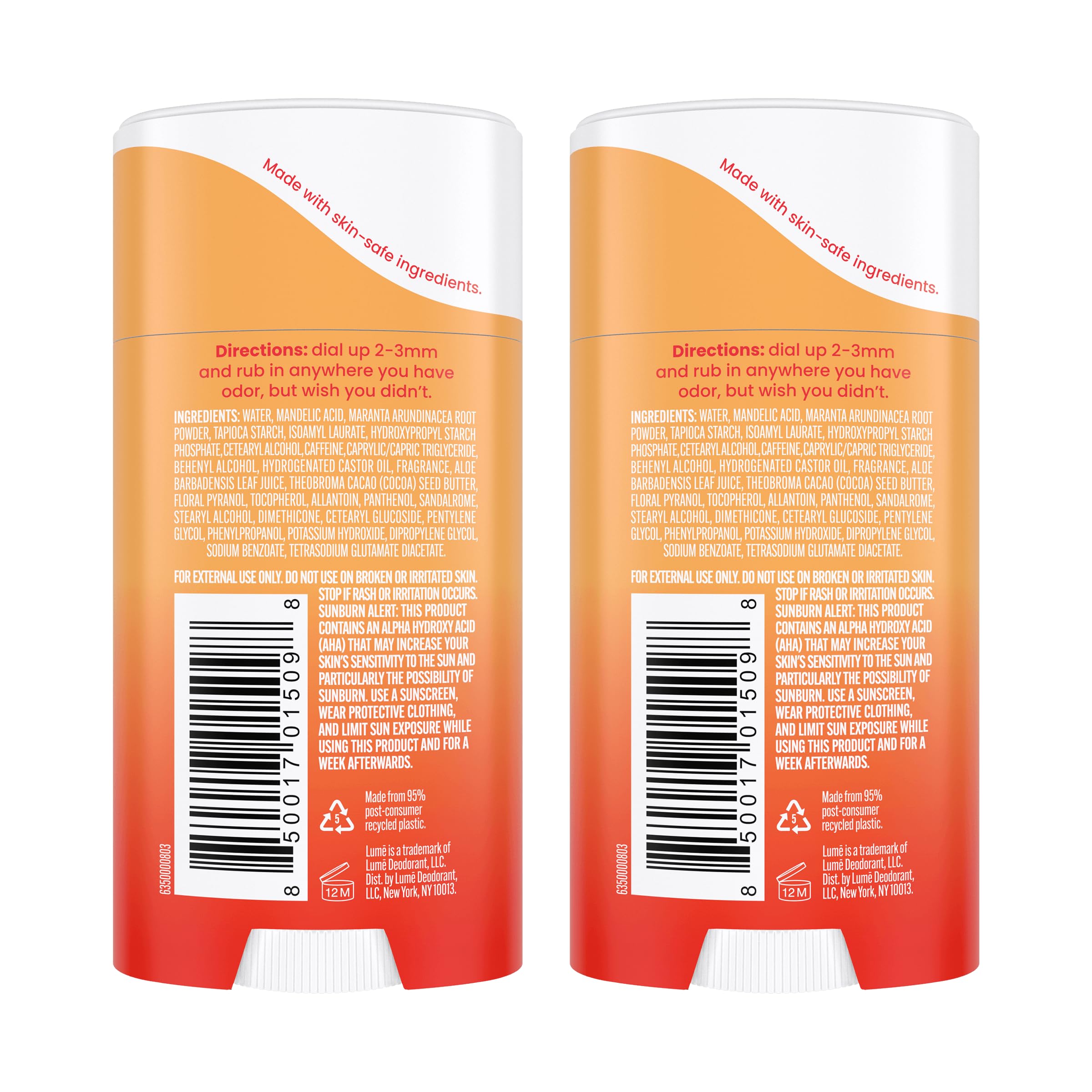 Lume 72-hour odor-control label indicates long-lasting freshness on packaging.