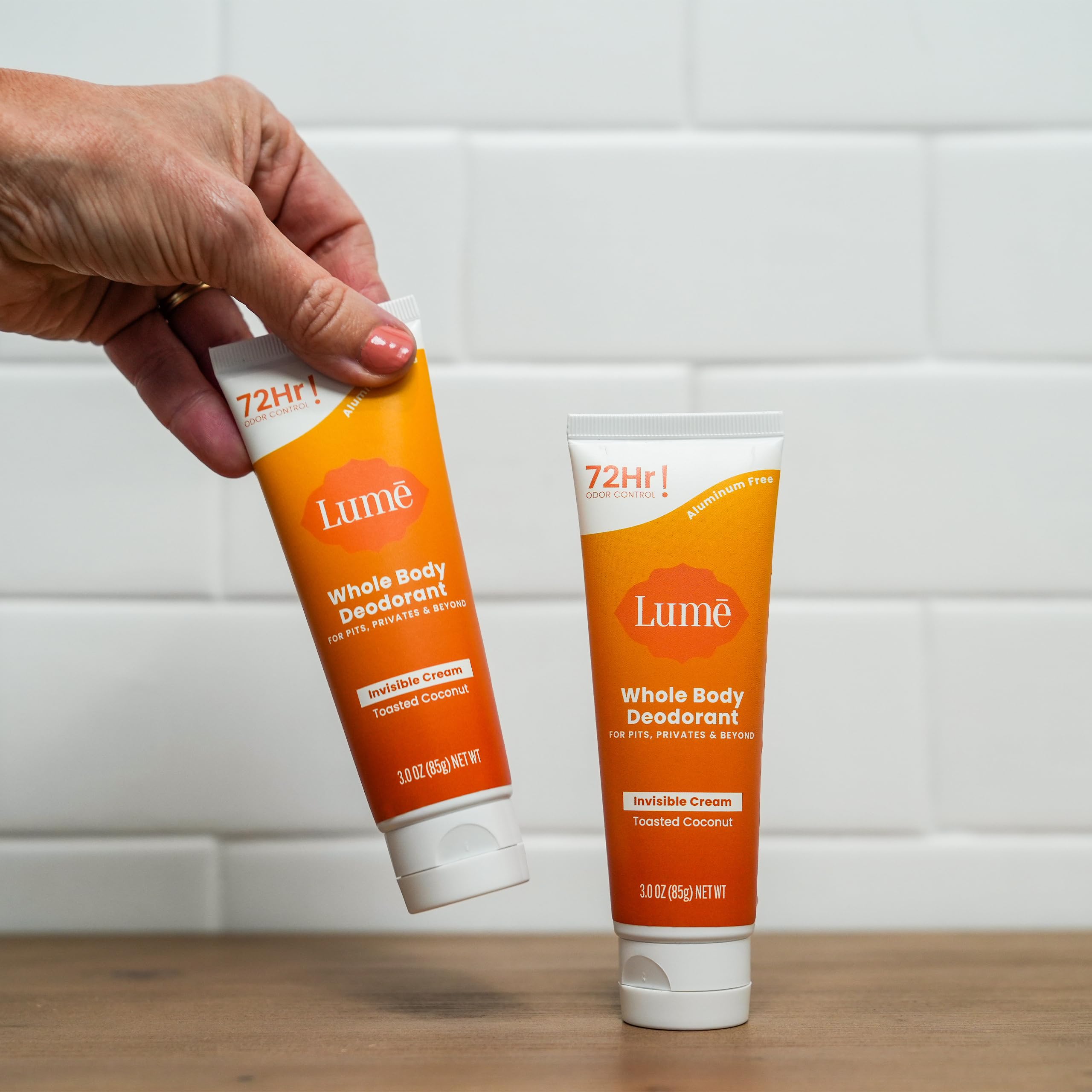 Lume pack of 2 travel-friendly 3-ounce tubes ready for on-the-go use.