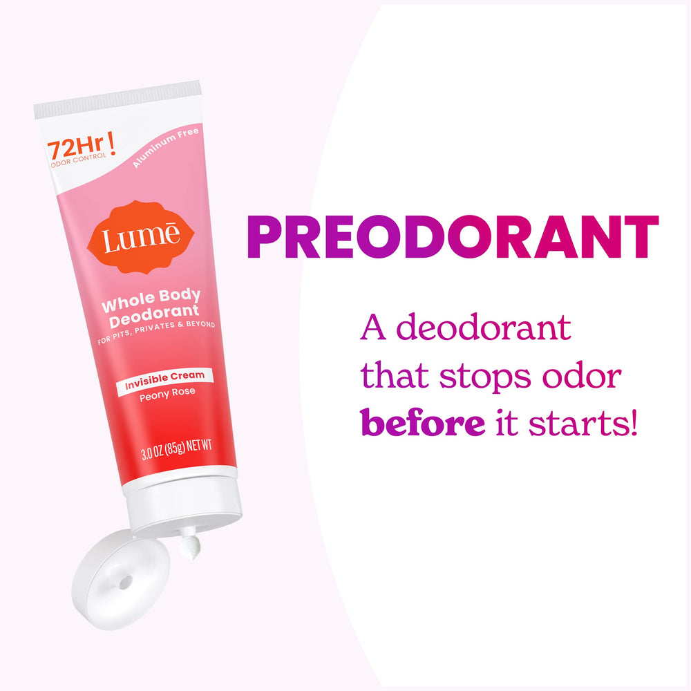 Lume Peony Rose used on body demonstrates all-over application for odor control