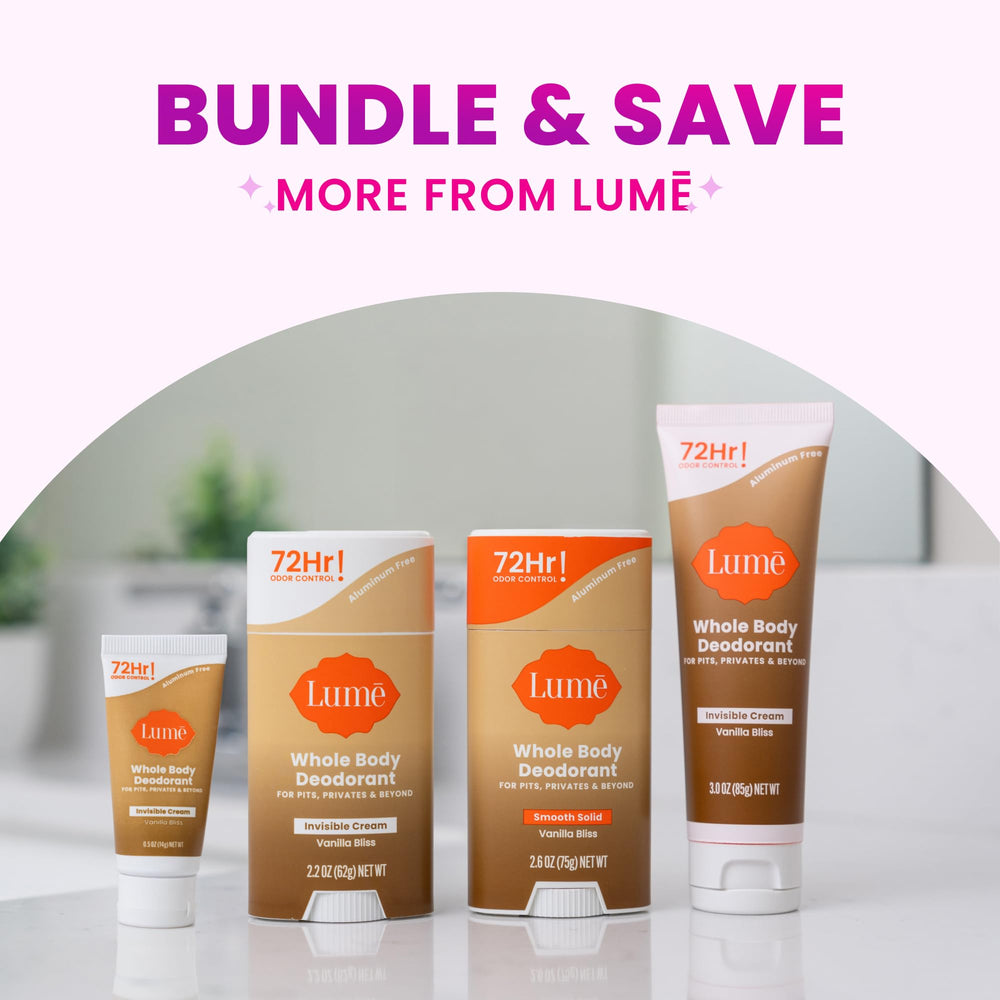 Lume skin-tone exfoliation visual suggesting gentle skin benefits.